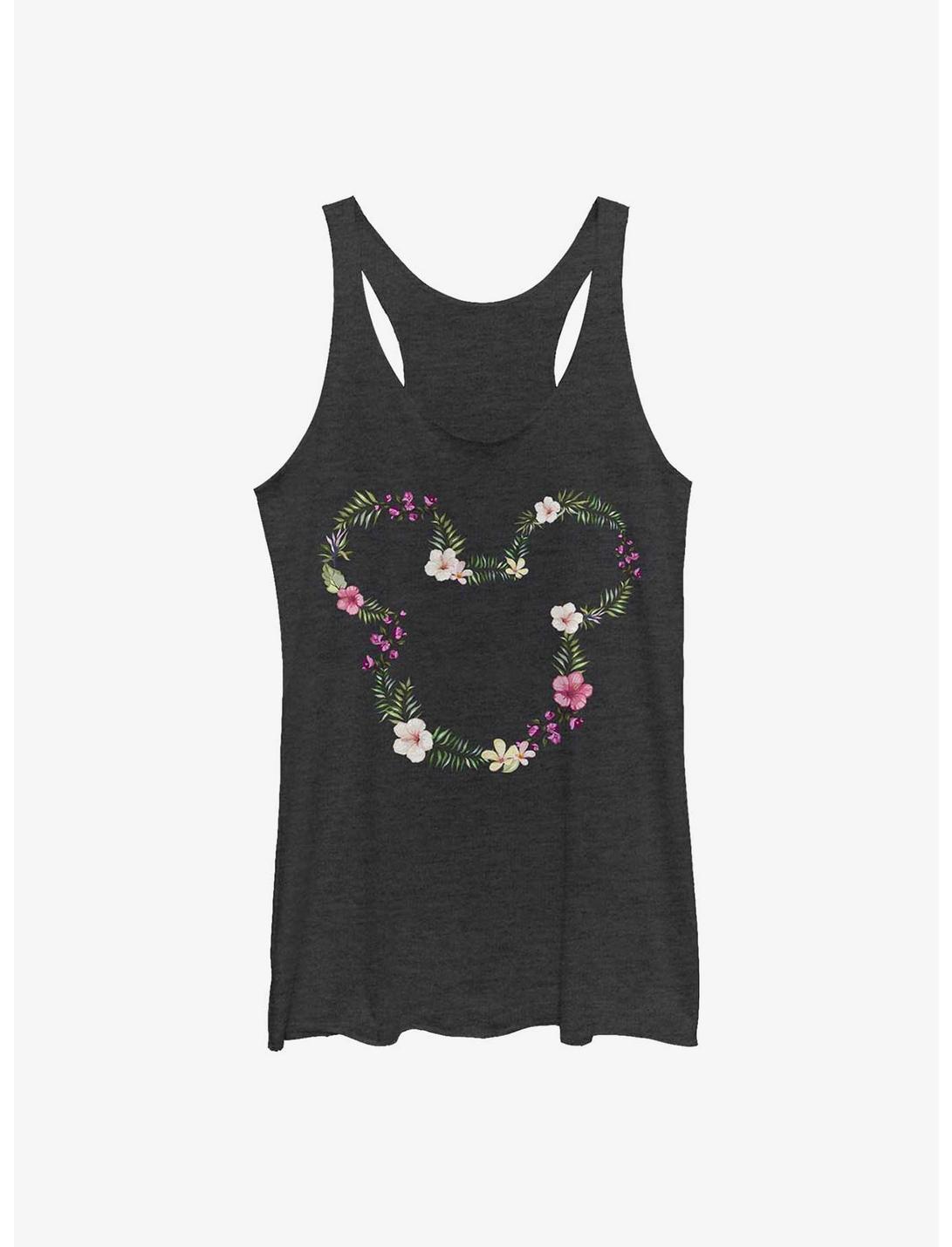 Disney Mickey Mouse Floral Mickey Girls Tank, BLK HTR, hi-res