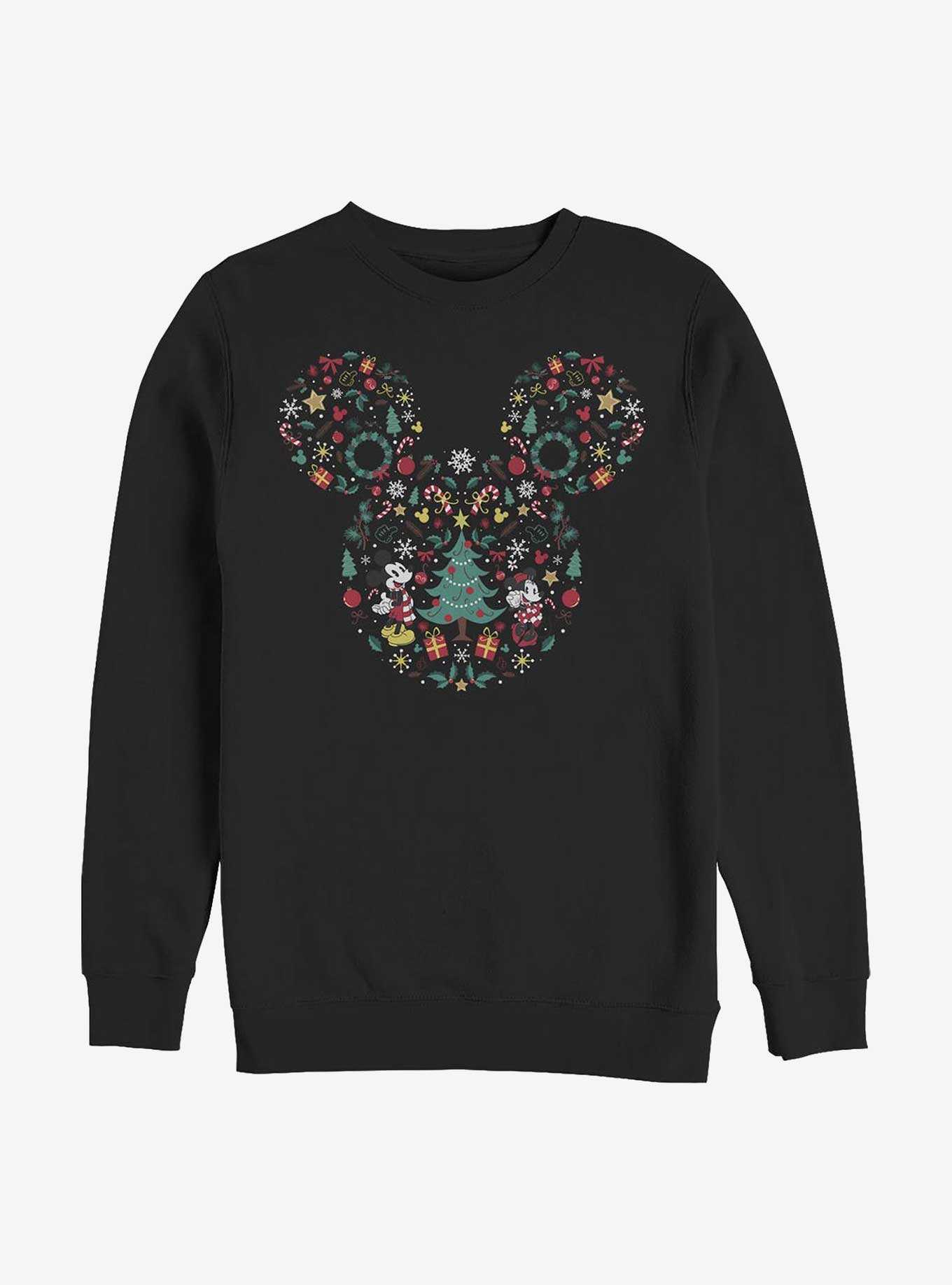 Disney Mickey Mouse Holiday Icon Ear Fill Crew Sweatshirt, , hi-res