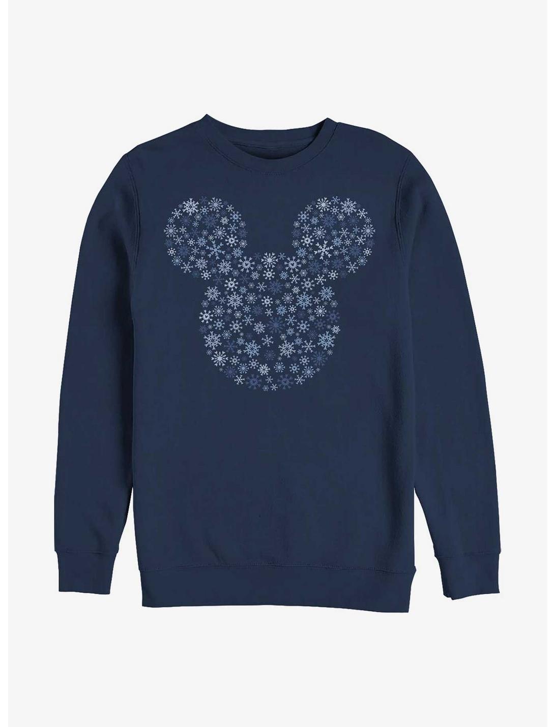 Disney Mickey Mouse Mickey Ear Snowflakes Crew Sweatshirt, NAVY, hi-res