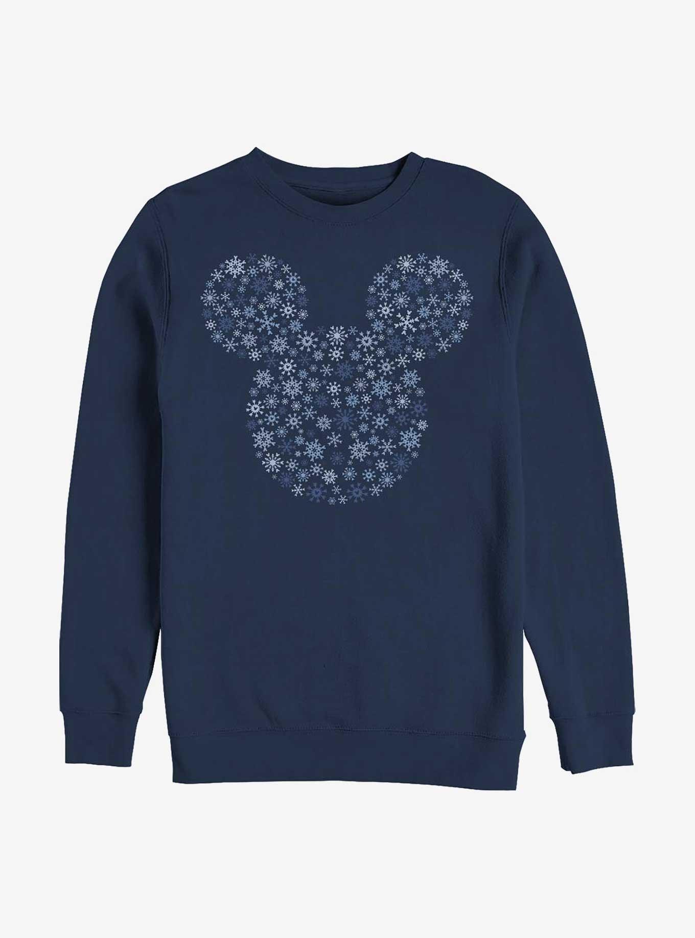 Disney Mickey Mouse Mickey Ear Snowflakes Crew Sweatshirt, NAVY, hi-res