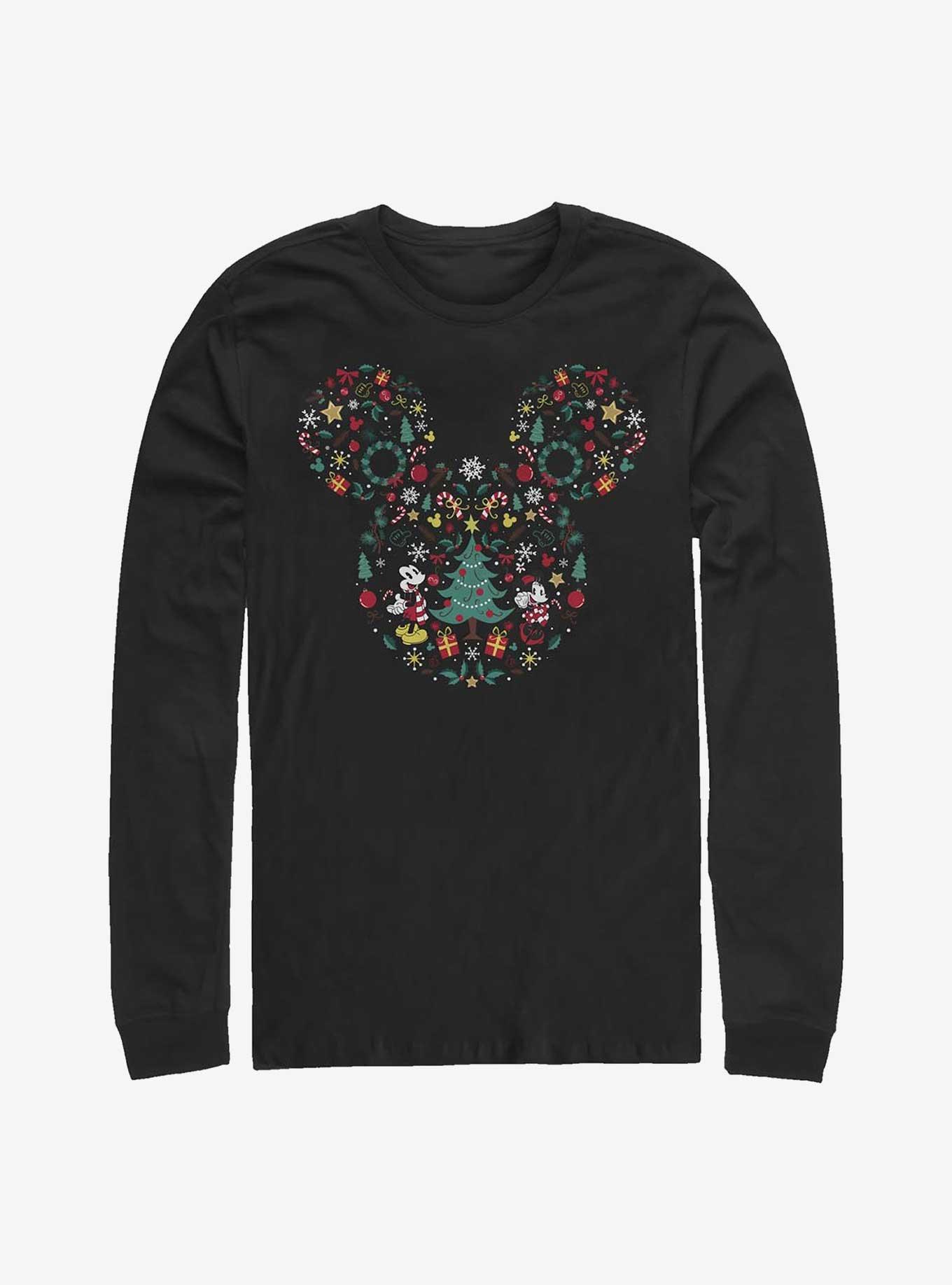 Disney Mickey Mouse & Minnie Mouse Holiday Icon Ear Fill Long-Sleeve T-Shirt, , hi-res
