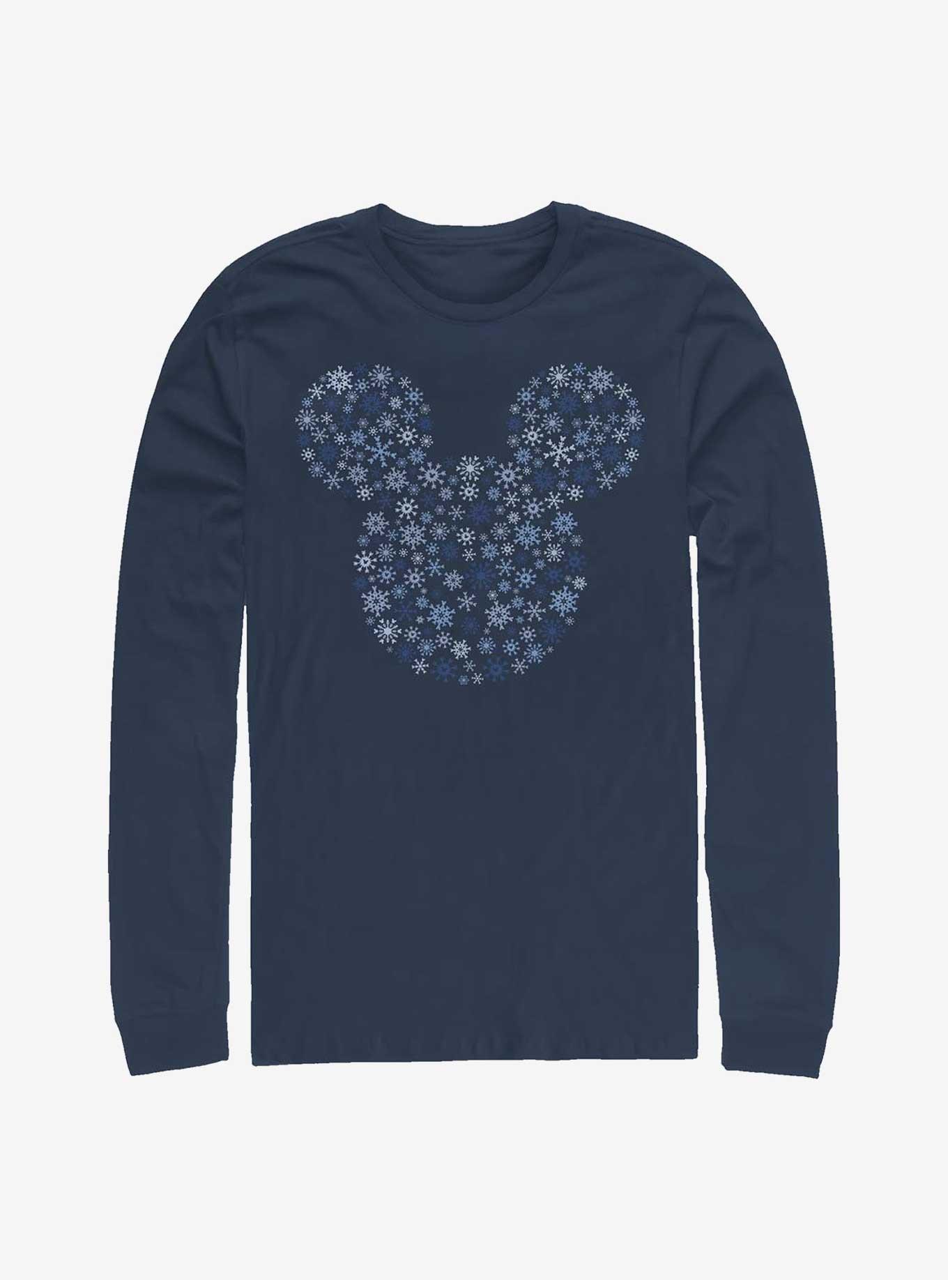 Disney Mickey Mouse Mickey Ear Snowflakes Long-Sleeve T-Shirt, NAVY, hi-res