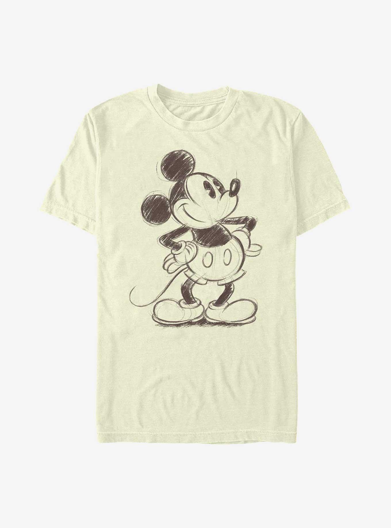 Disney Mickey Mouse Sketched Mickey T-Shirt, NATURAL, hi-res