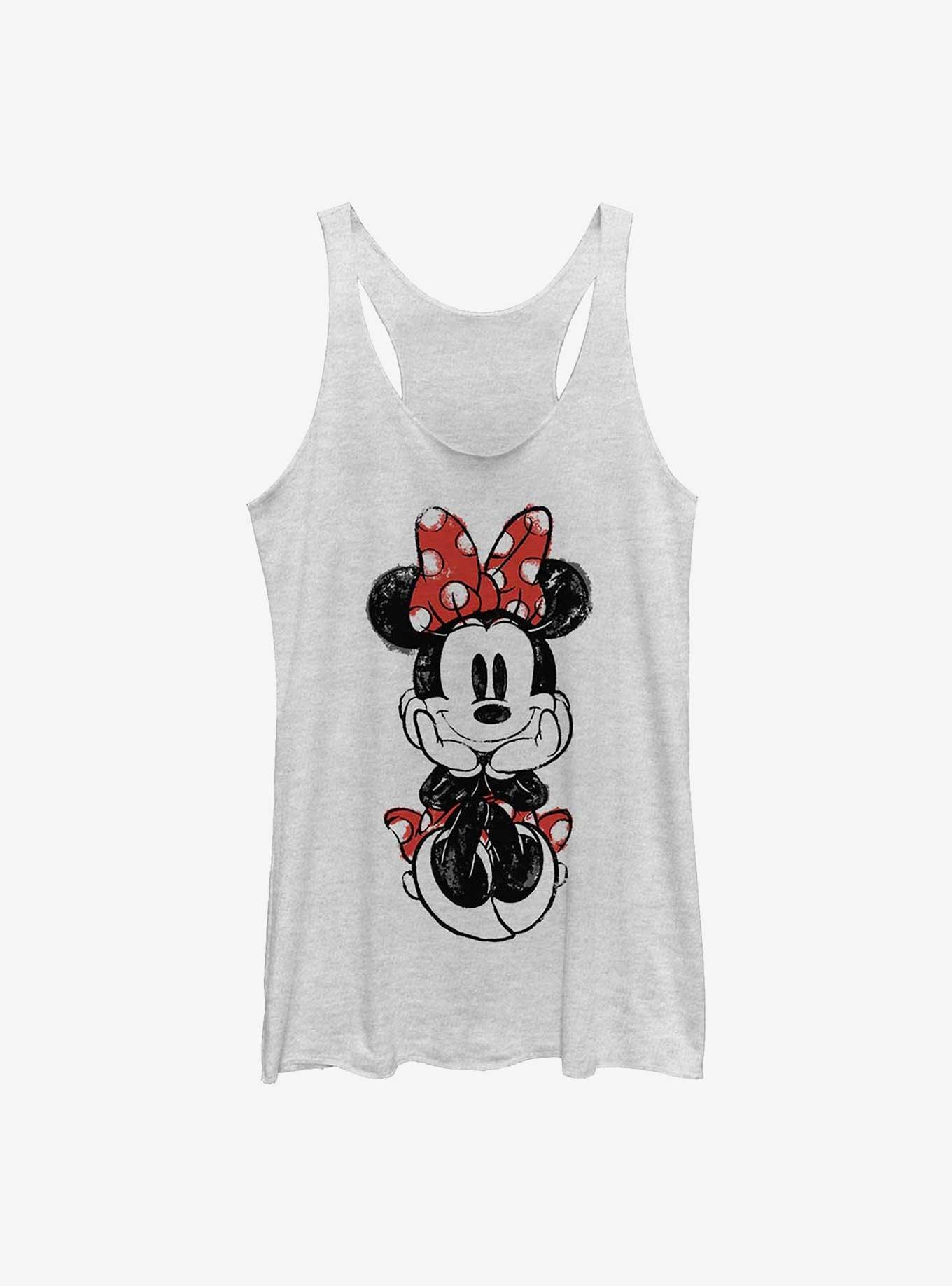 Disney Minnie Mouse Sitting Minnie Sketch Girls Tank, WHITE HTR, hi-res