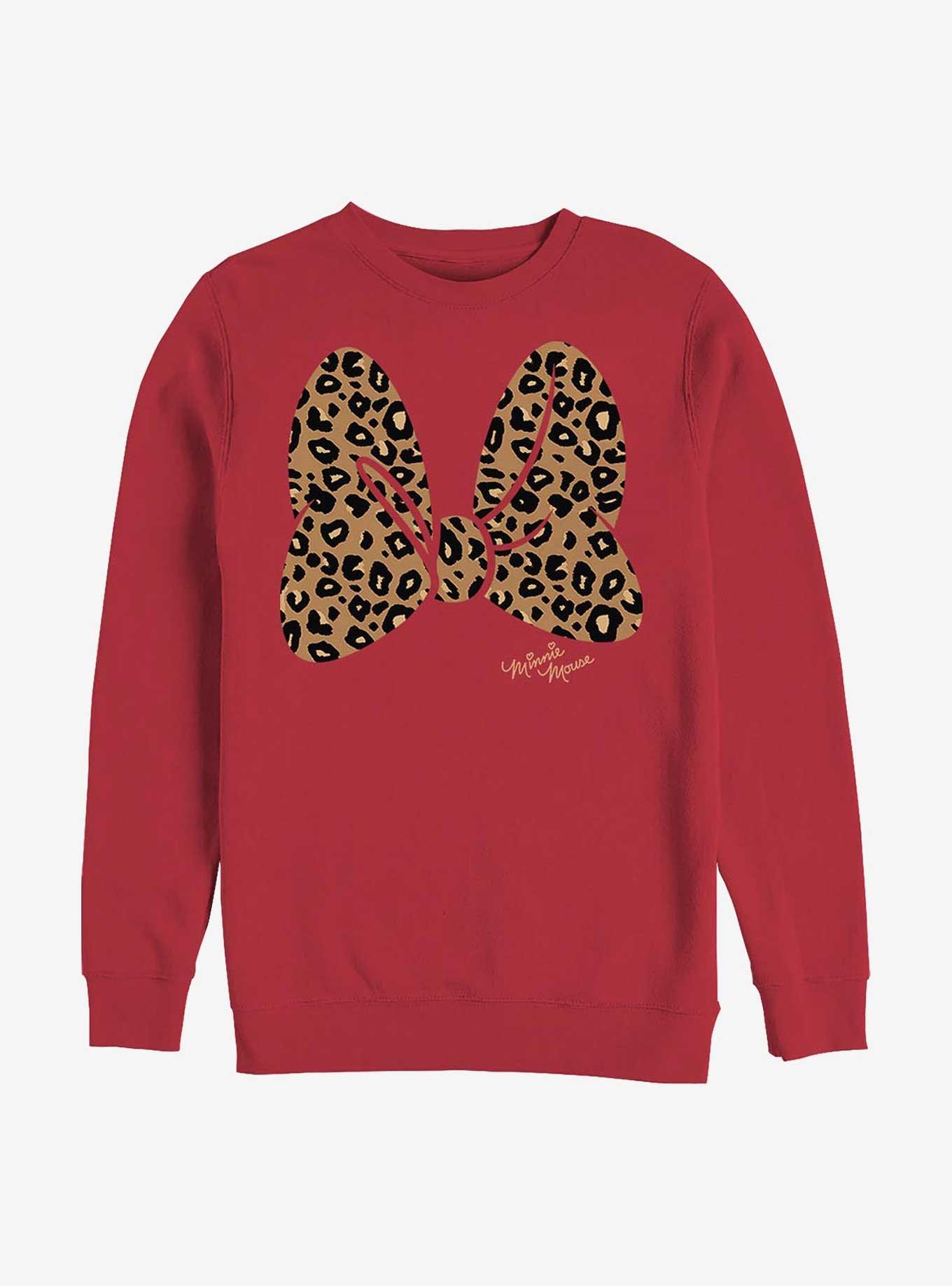 Disney Minnie Mouse Animal Print Bow Crew Sweatshirt, , hi-res