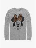 Disney Minnie Mouse Modern Minnie Face Leopard Long-Sleeve T-Shirt, ATH HTR, hi-res