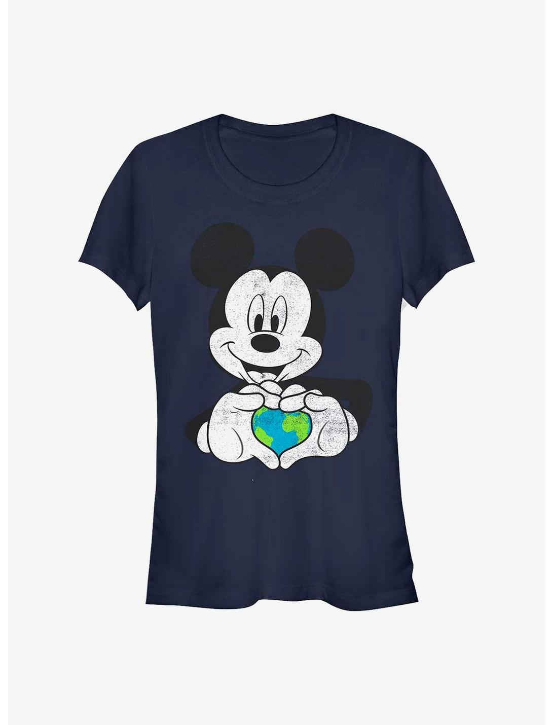 Disney Mickey Mouse Mickey Earth Heart Girls T-Shirt, NAVY, hi-res