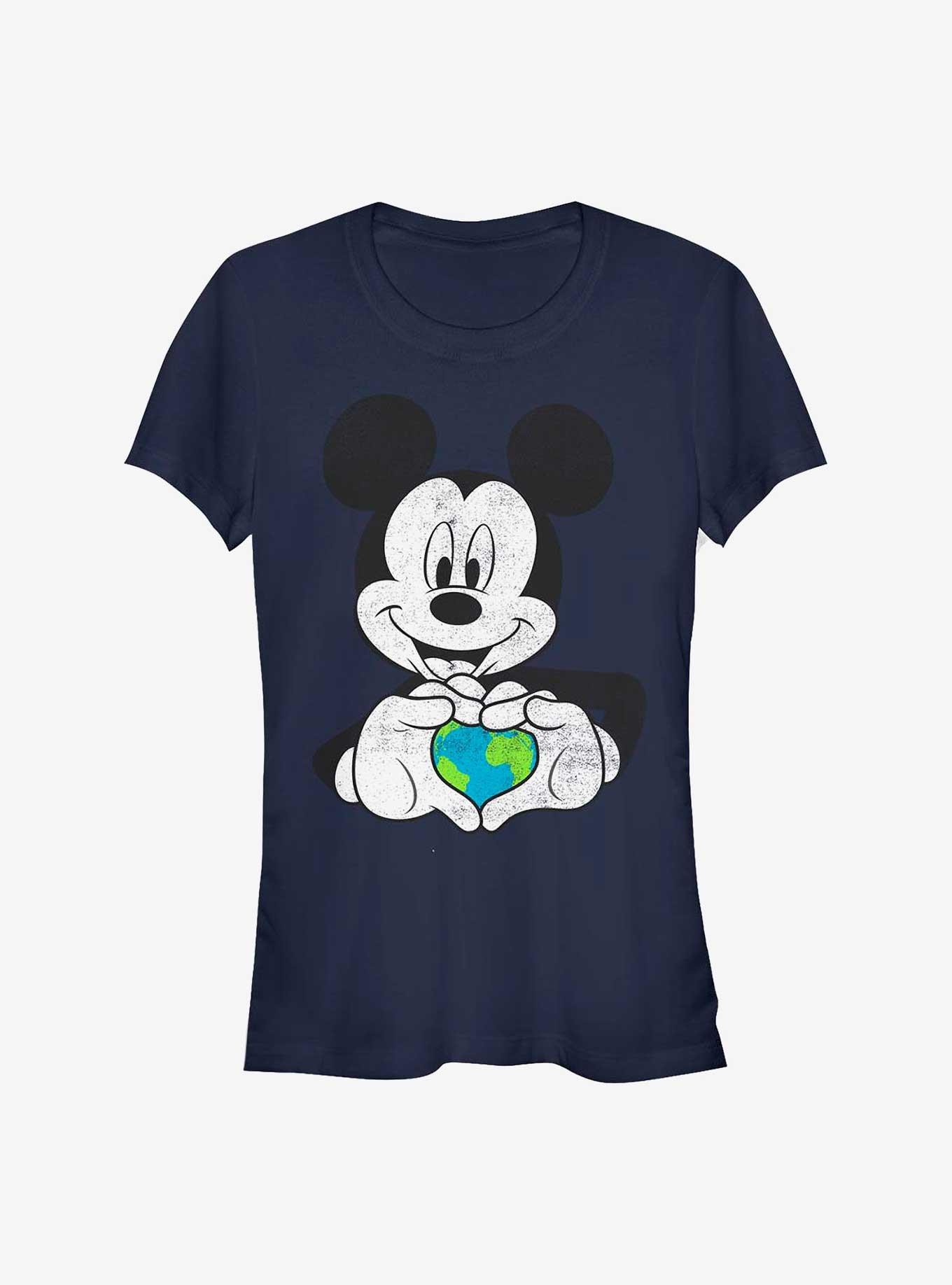 Disney Mickey Mouse Mickey Earth Heart Girls T-Shirt, NAVY, hi-res