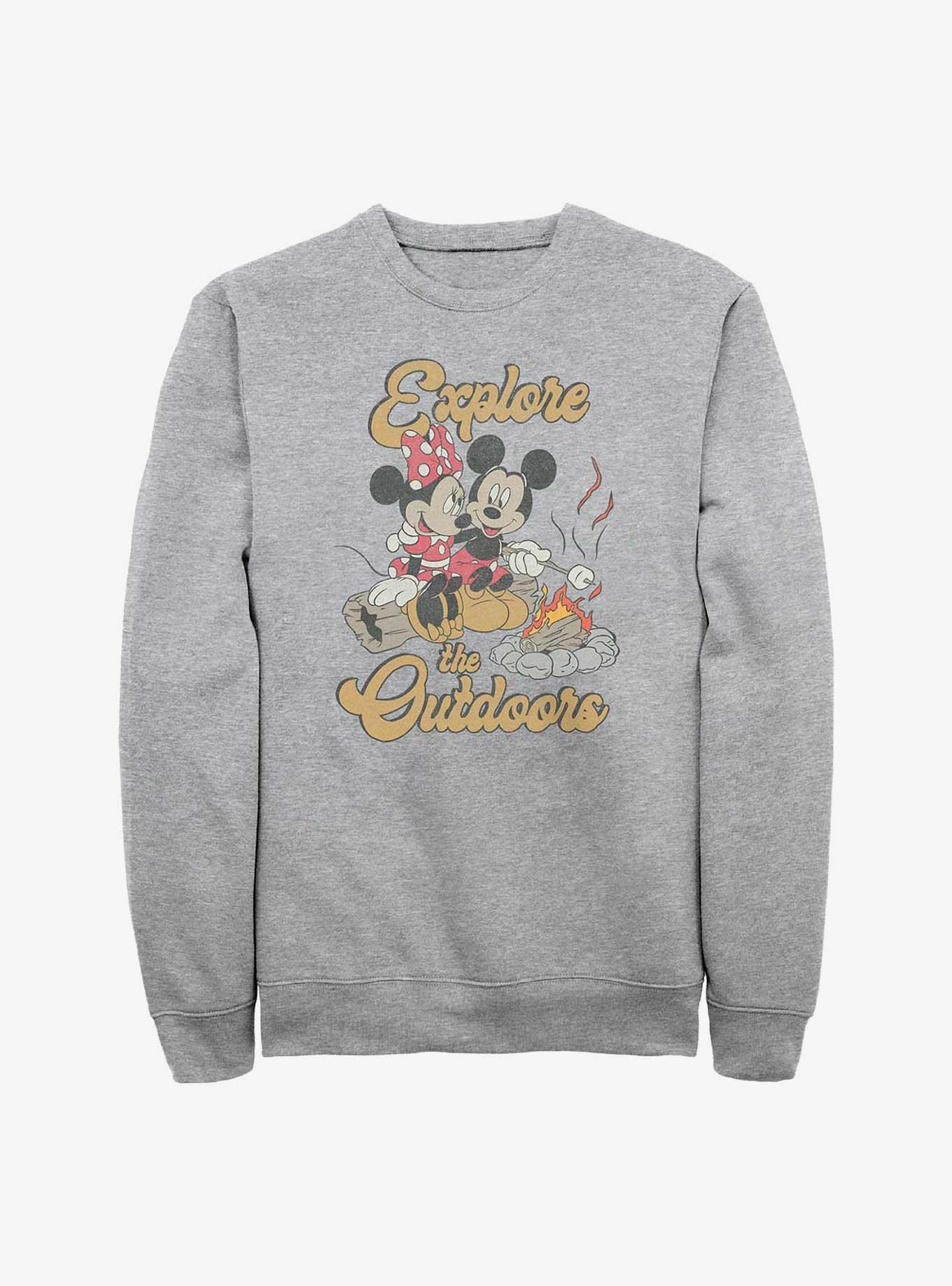 Disney Mickey Mouse Outdoors Crew Sweatshirt, ATH HTR, hi-res