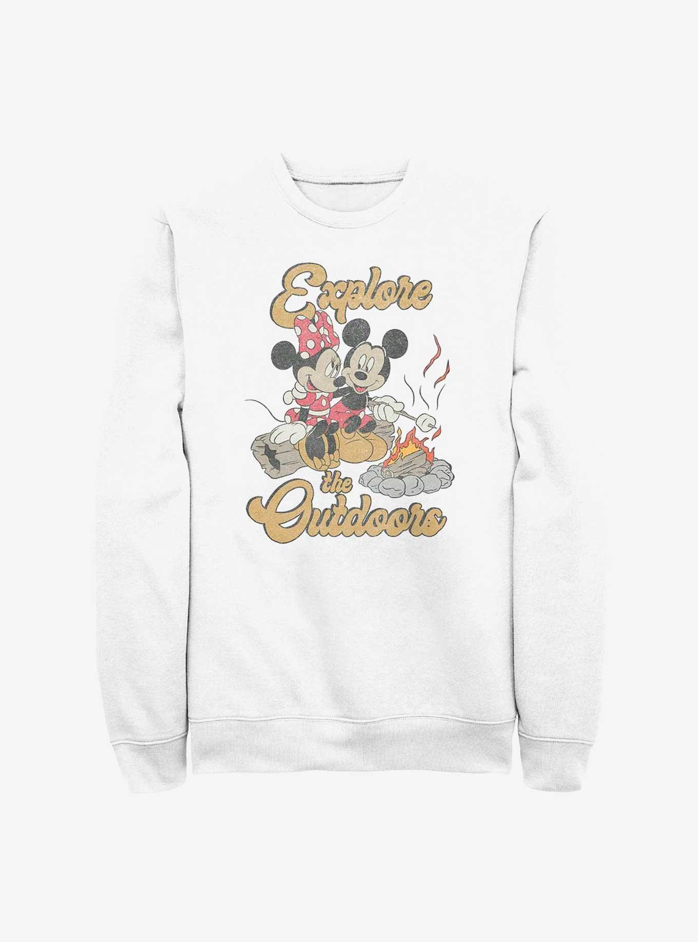 Disney Mickey Mouse Outdoors Crew Sweatshirt, WHITE, hi-res