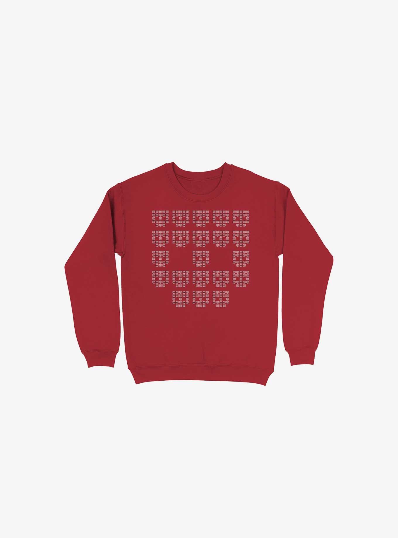9724 Skulls Sweatshirt, RED, hi-res