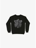 Skeleton Rib Tropical Sweatshirt, BLACK, hi-res