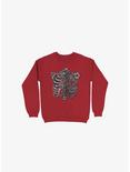 Skeleton Rib Tropical Sweatshirt, RED, hi-res