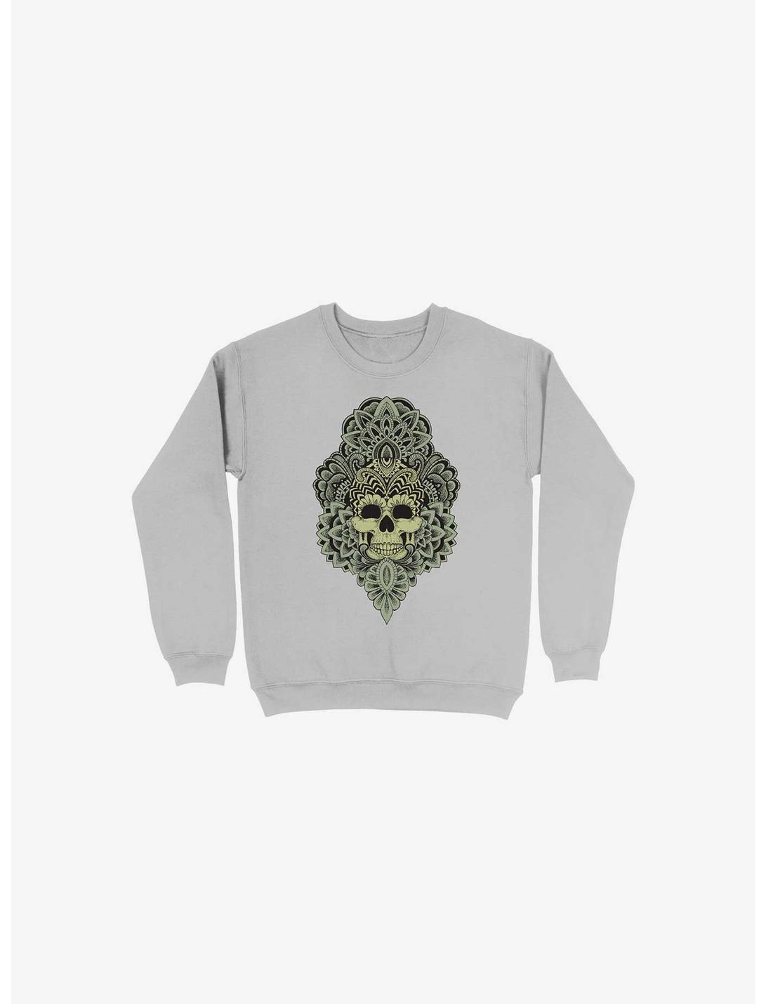 Skull Mandala Sweatshirt, SILVER, hi-res
