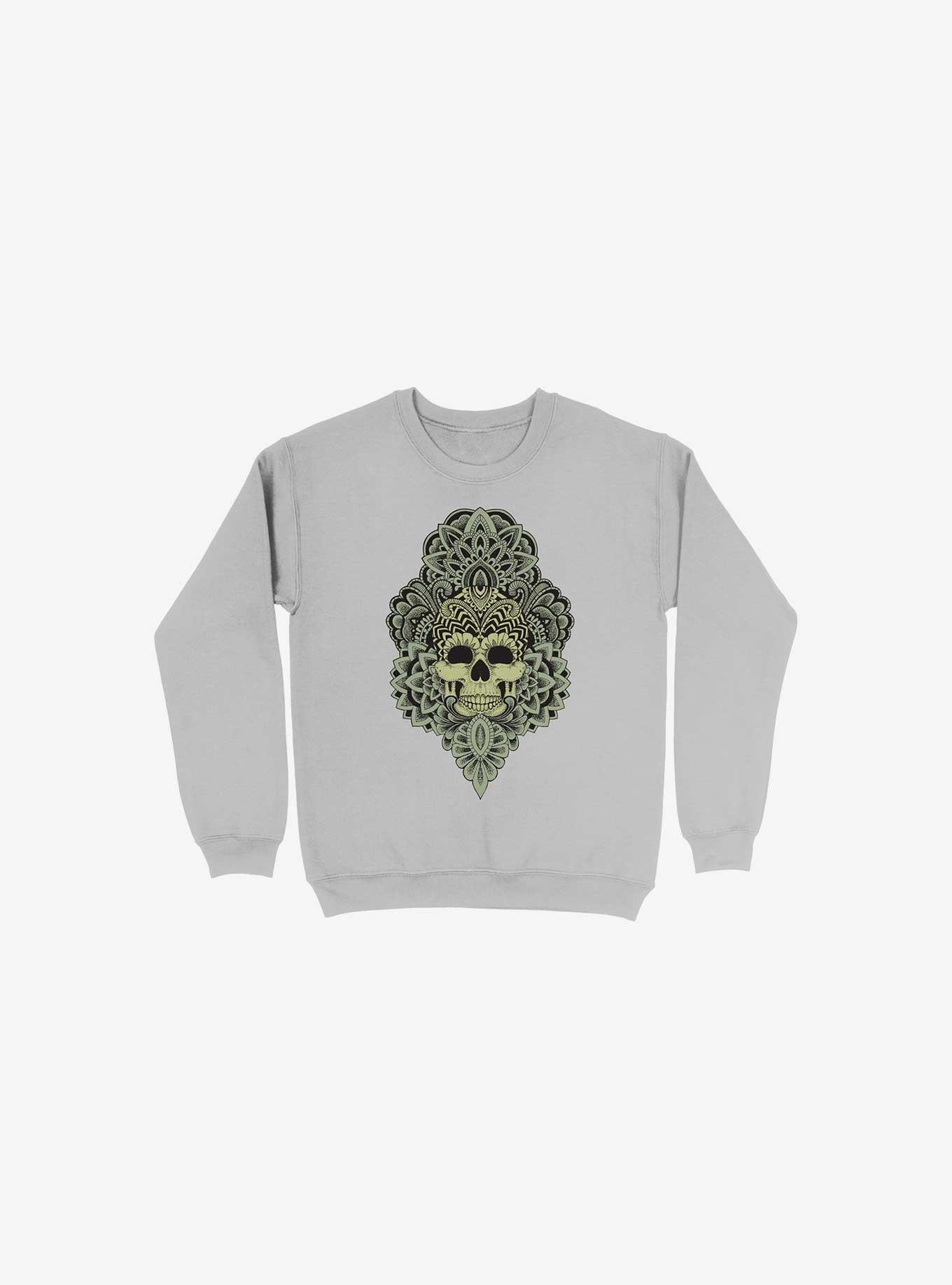 Skull Mandala Sweatshirt, SILVER, hi-res