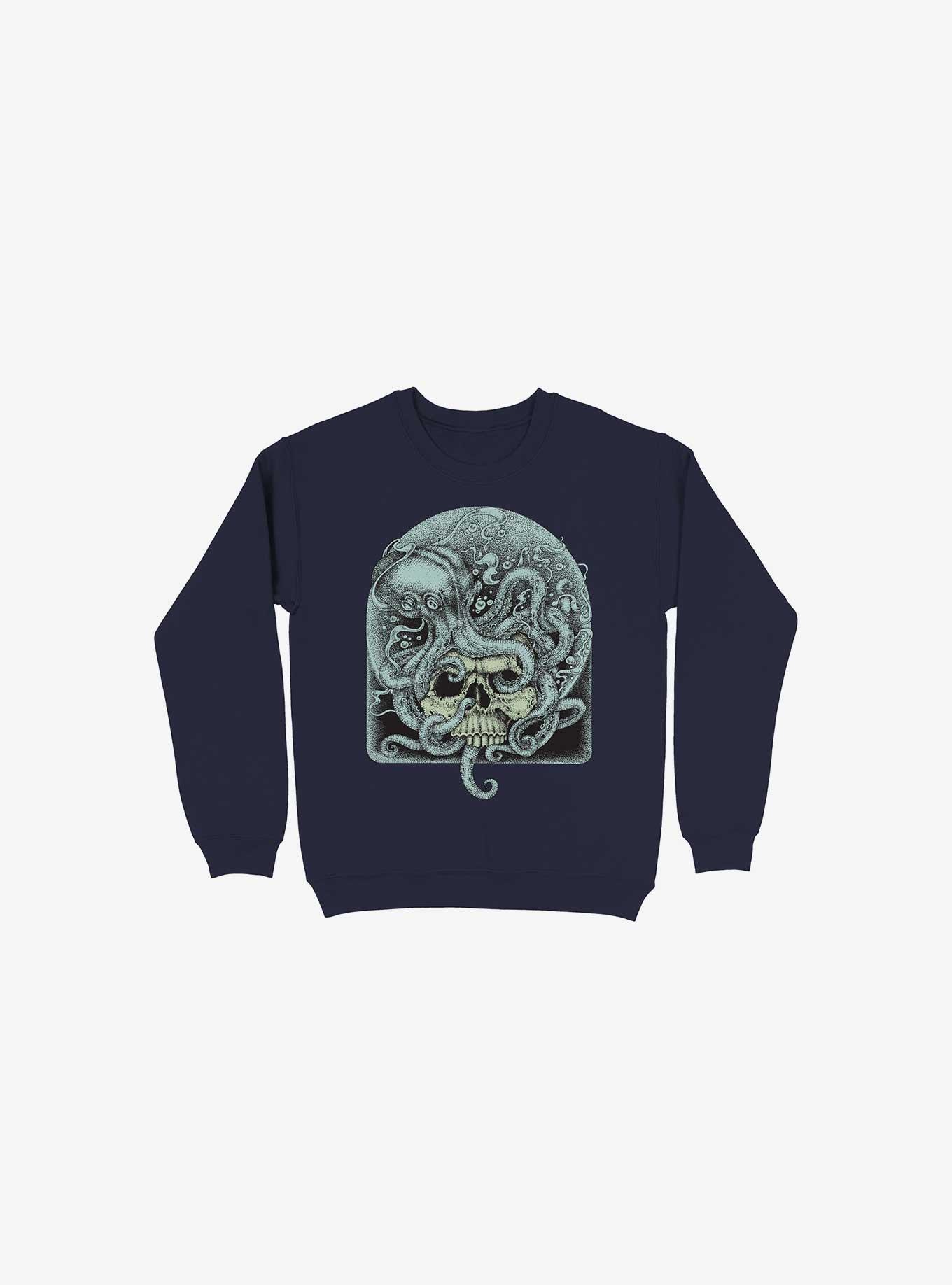 Skull Octopus Sweatshirt, NAVY, hi-res