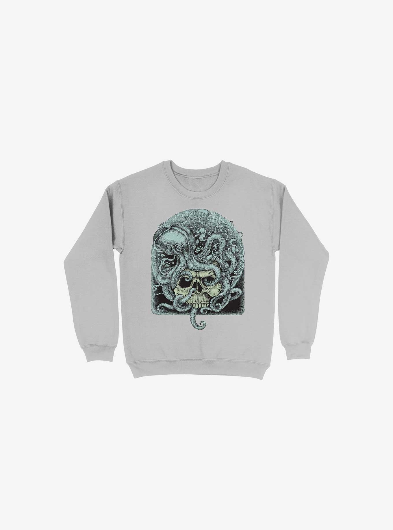 Skull Octopus Sweatshirt, SILVER, hi-res