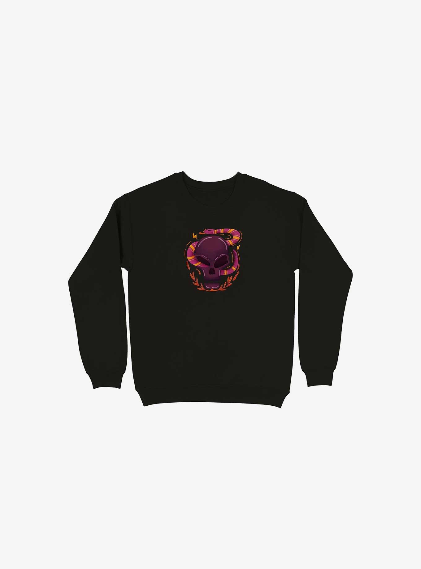 Skull Snake Illustration Sweatshirt, BLACK, hi-res