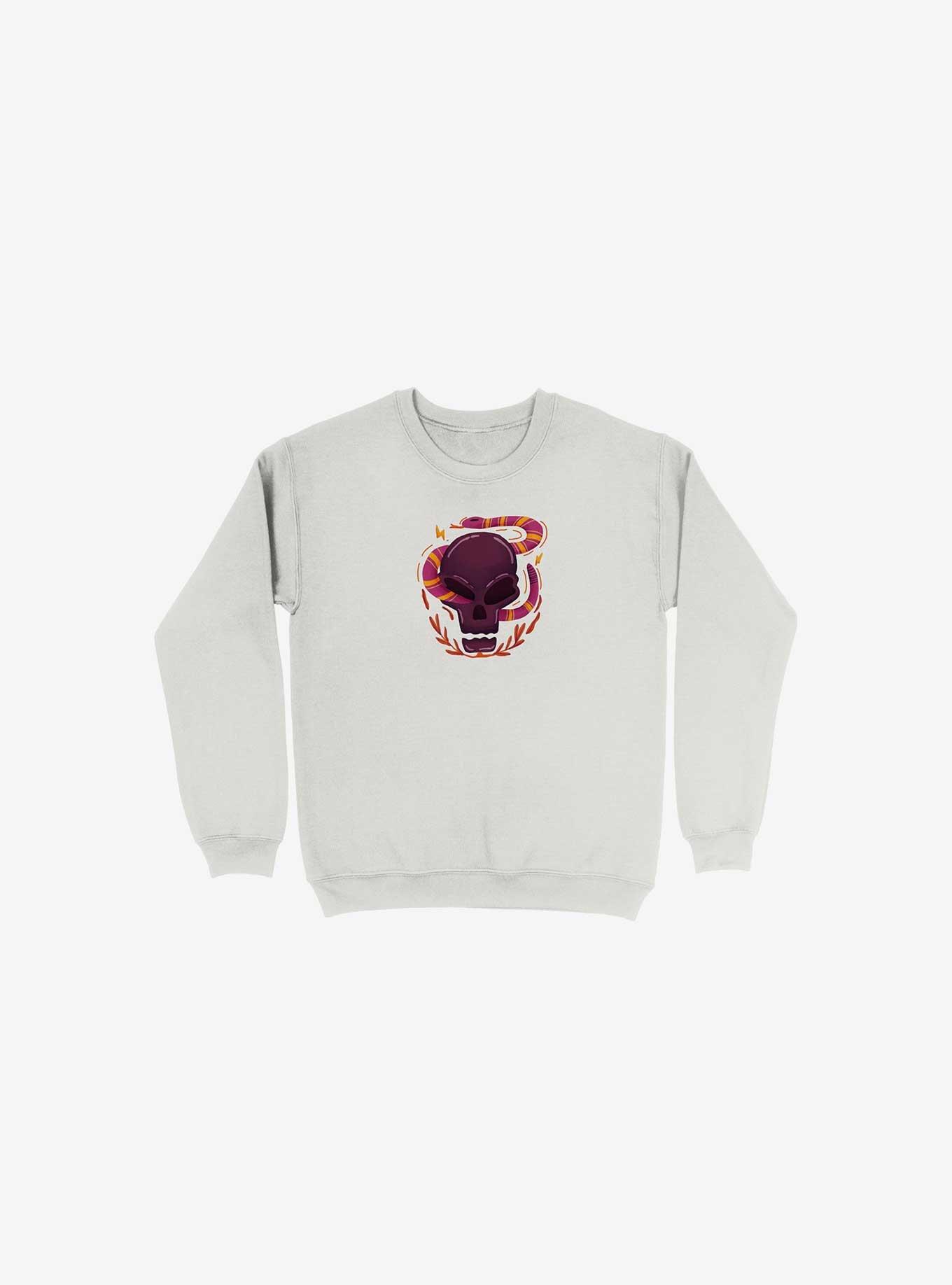 Skull Snake Illustration Sweatshirt, WHITE, hi-res