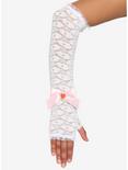 White Lace Strawberry Long Arm Warmers, , hi-res