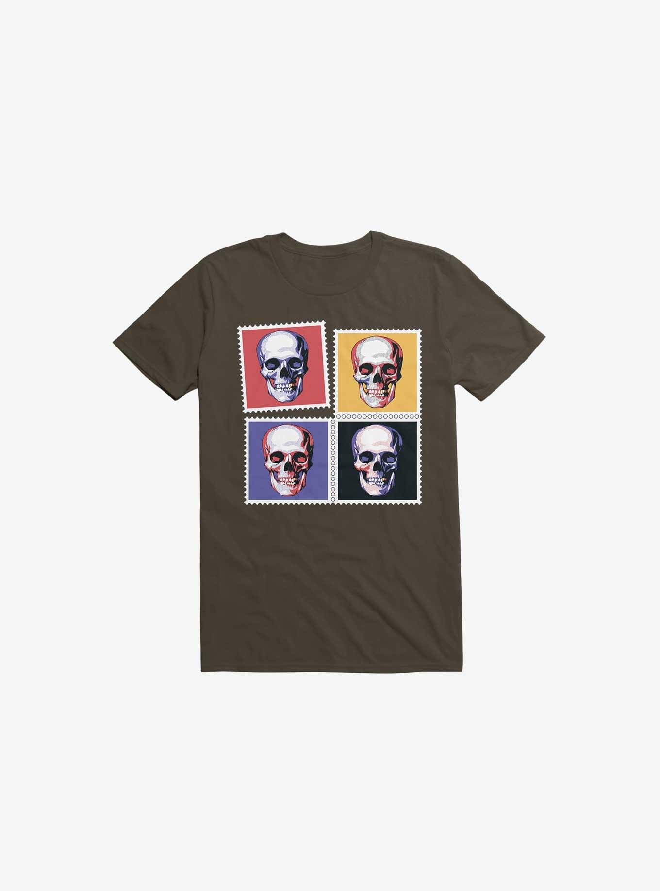 Skull Stamps T-Shirt, BROWN, hi-res