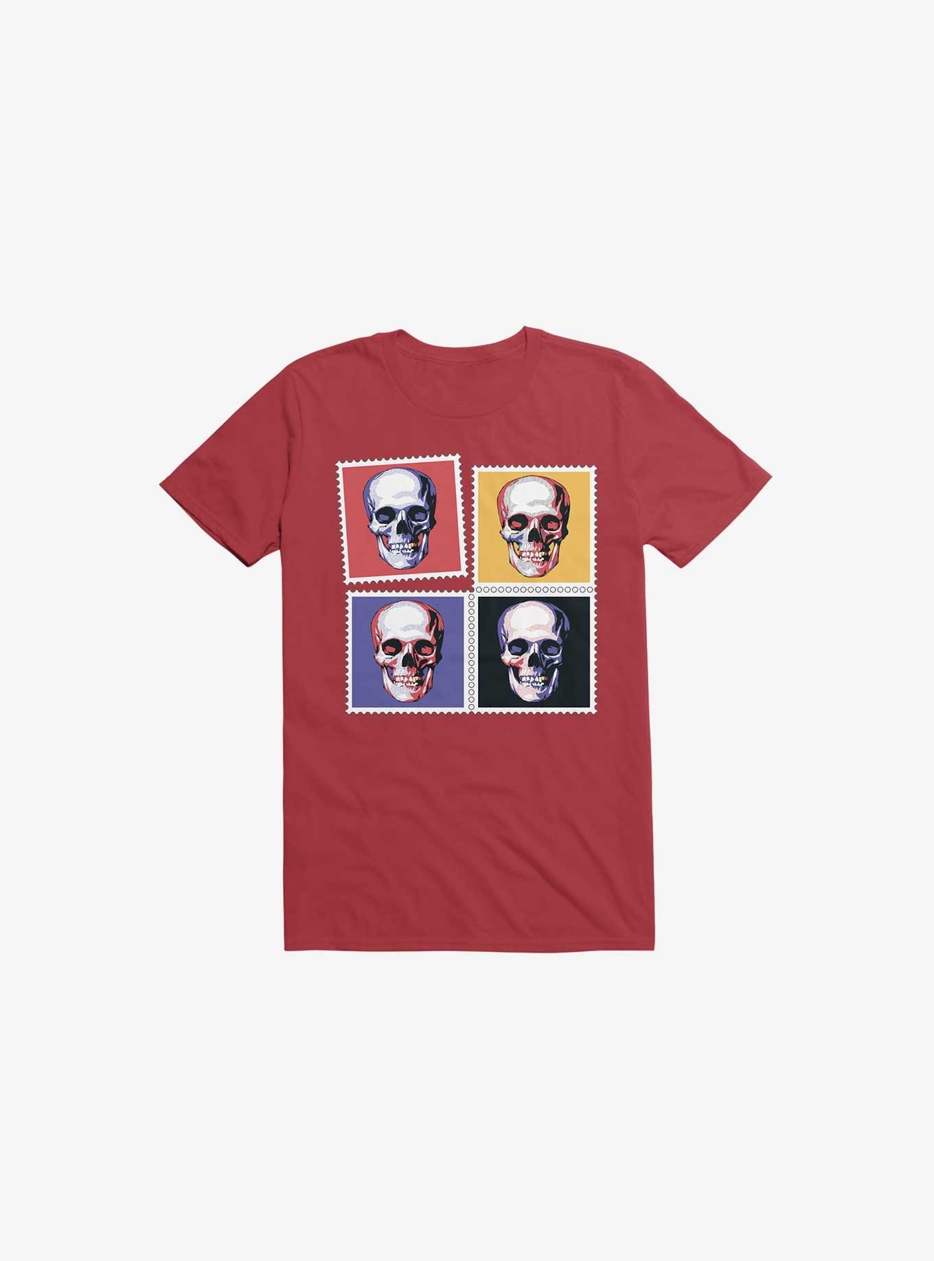 Skull Stamps T-Shirt, RED, hi-res