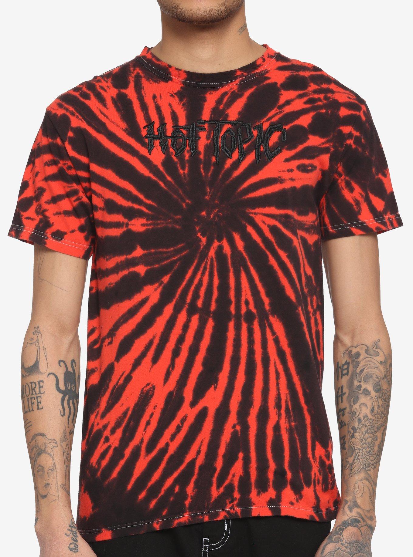 Hot Topic Logo Tie-Dye T-Shirt, BLACK  RED, hi-res