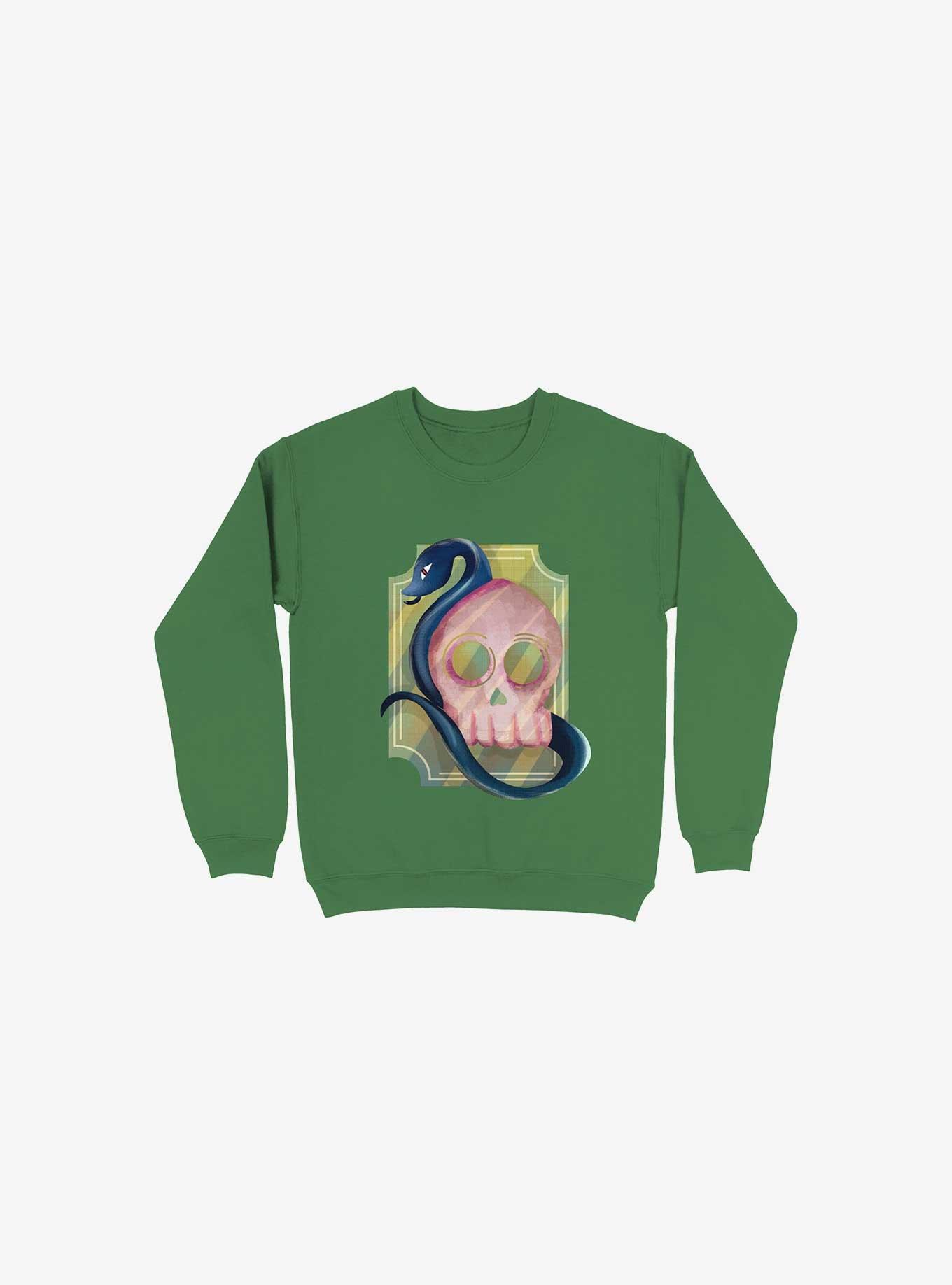 Pink Skull Sweatshirt, KELLY GREEN, hi-res