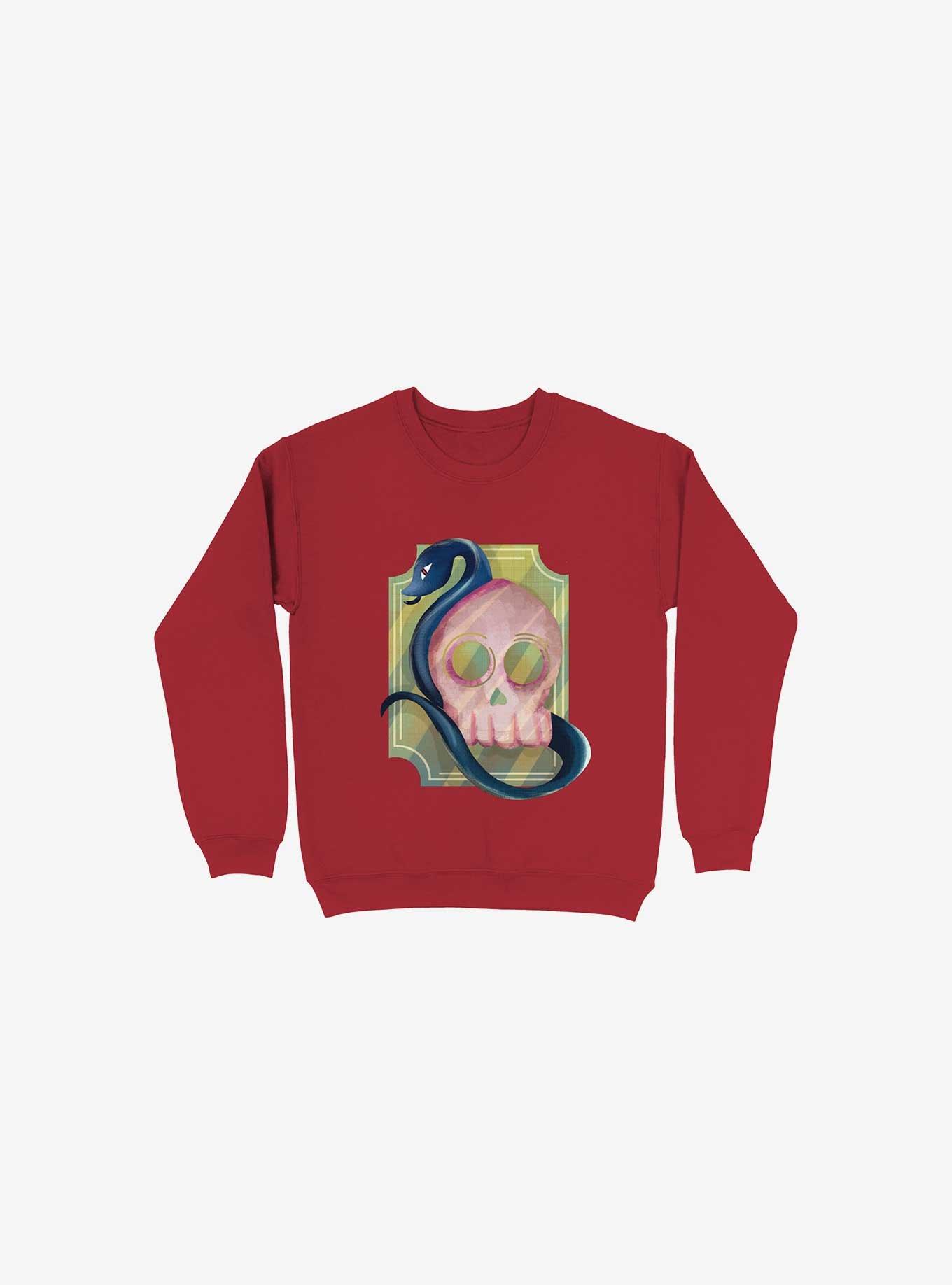 Pink Skull Sweatshirt, RED, hi-res