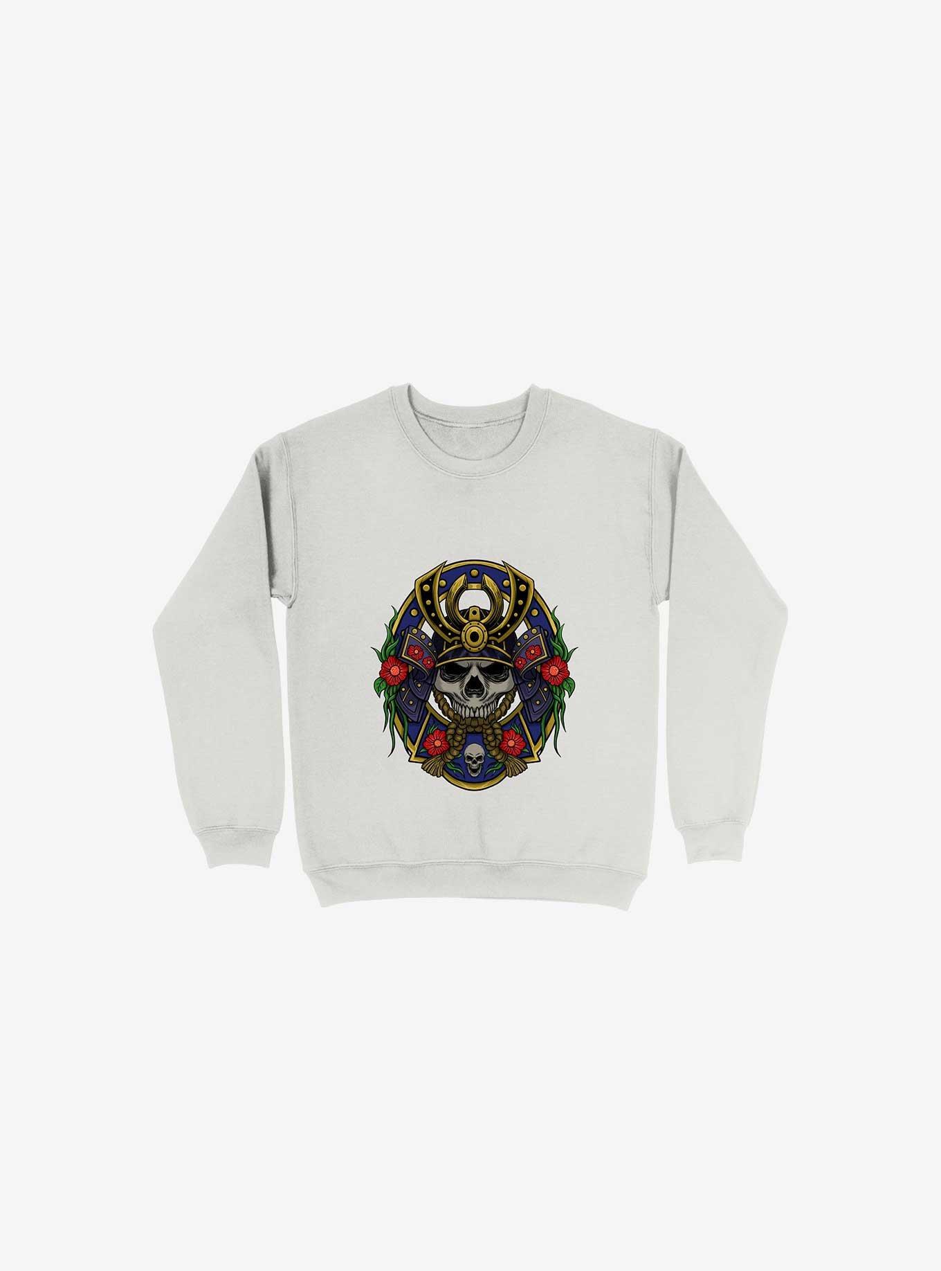 Samurai Skull Sweatshirt, WHITE, hi-res