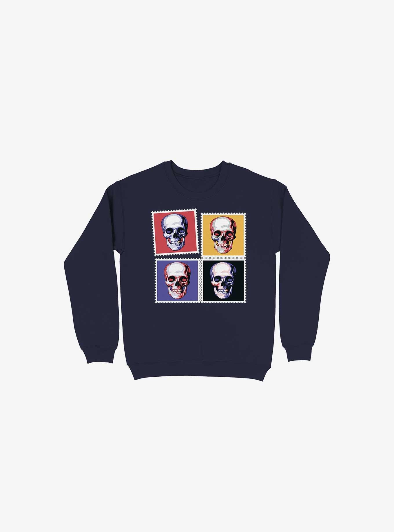 Skull Stamps Sweatshirt, NAVY, hi-res