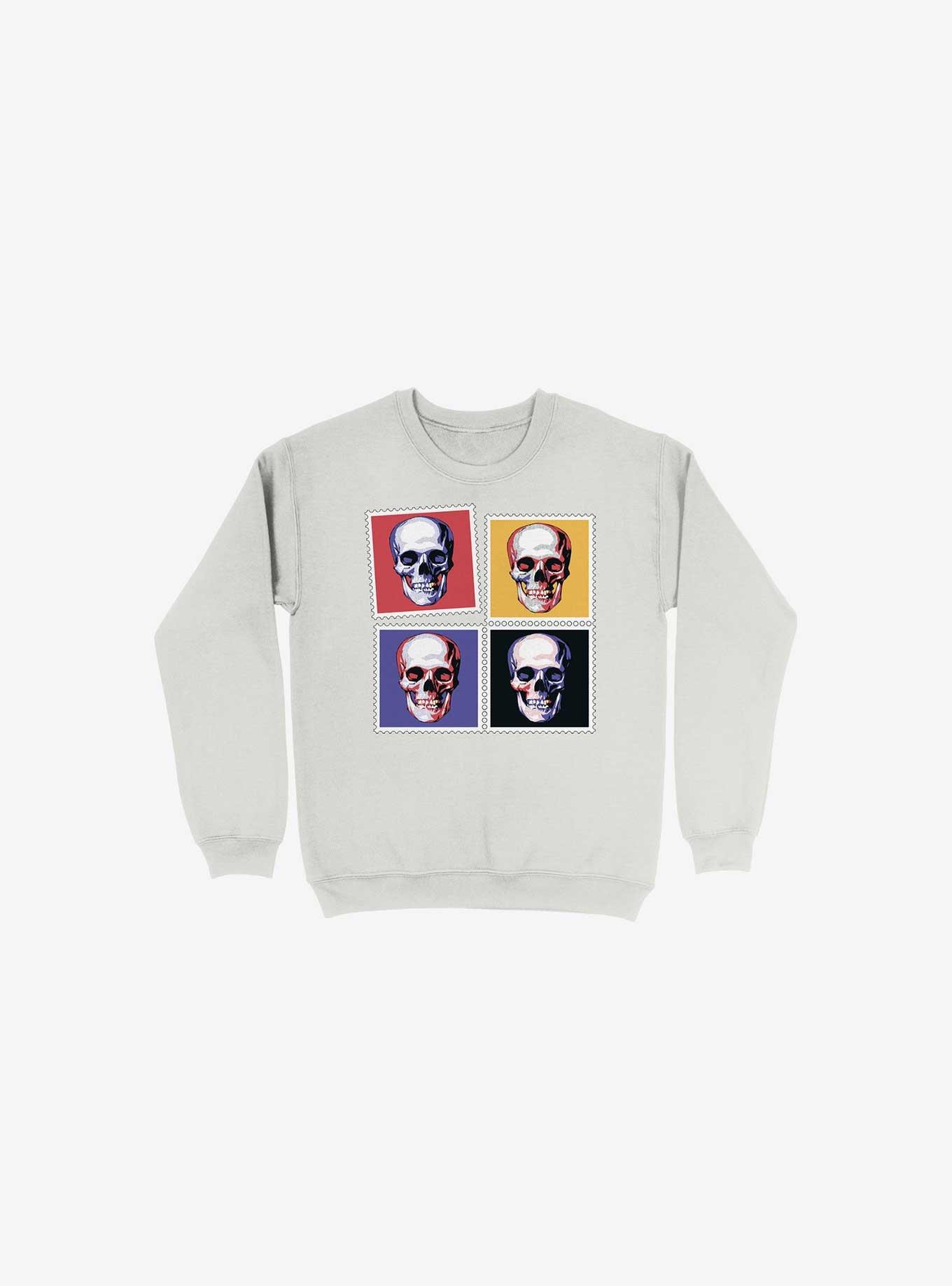 Skull Stamps Sweatshirt, WHITE, hi-res