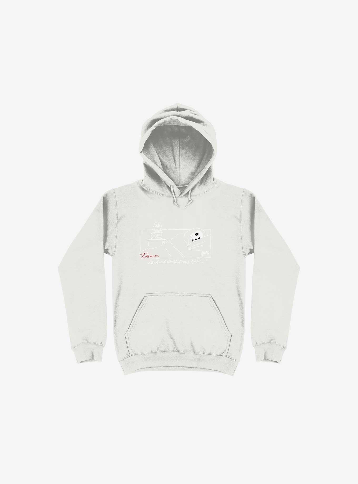 Damn, Sleepy Time Is Out Hoodie, WHITE, hi-res