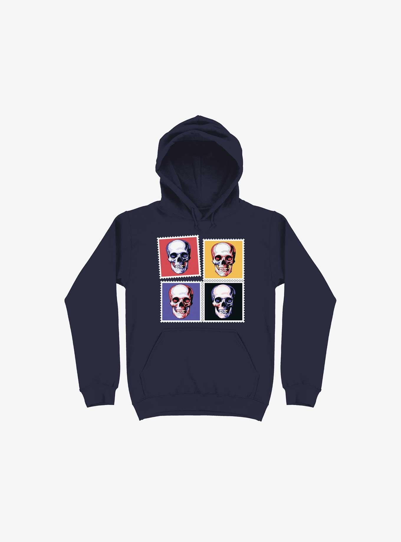 Skull Stamps Hoodie, NAVY, hi-res