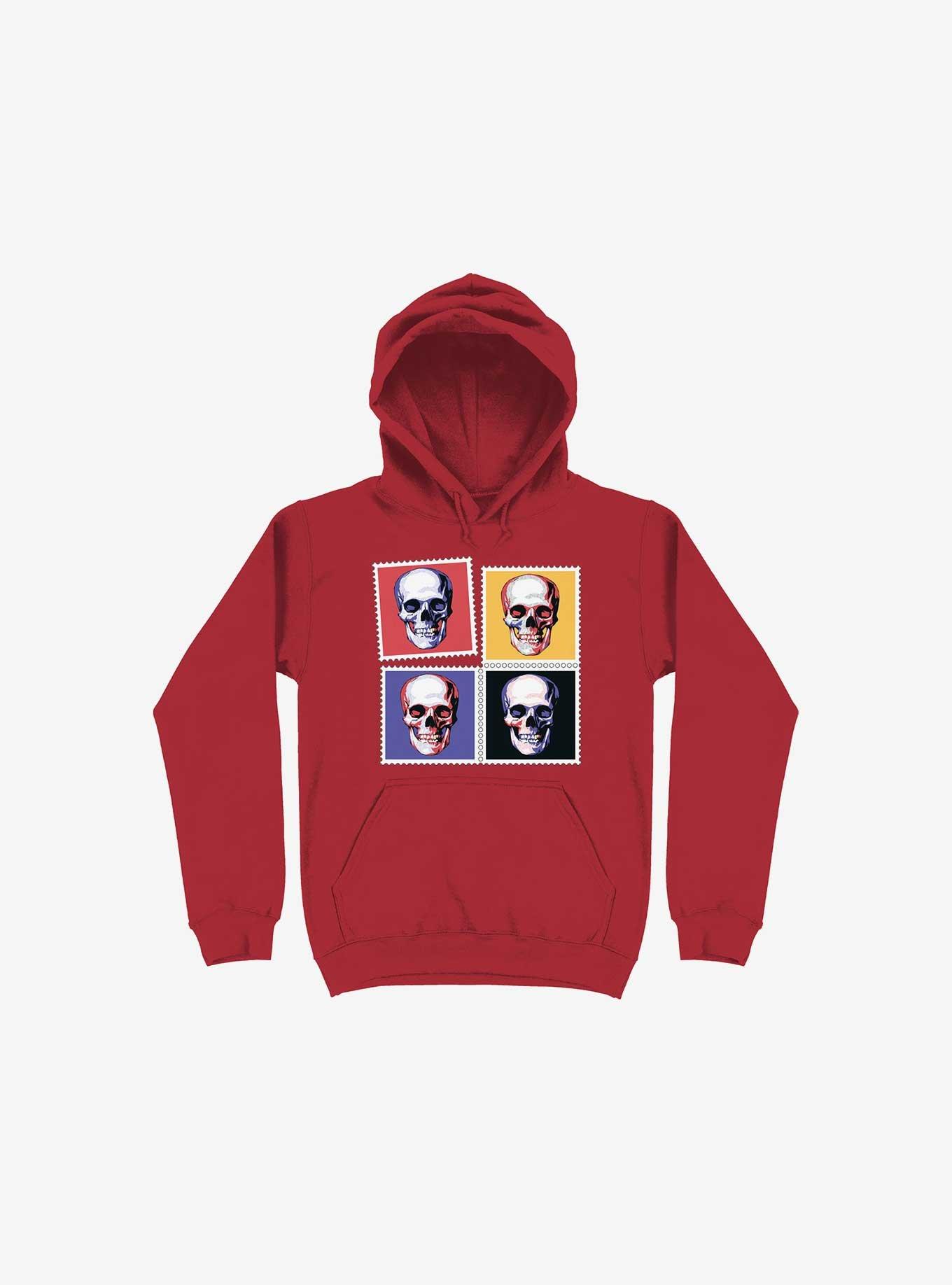 Skull Stamps Hoodie, RED, hi-res