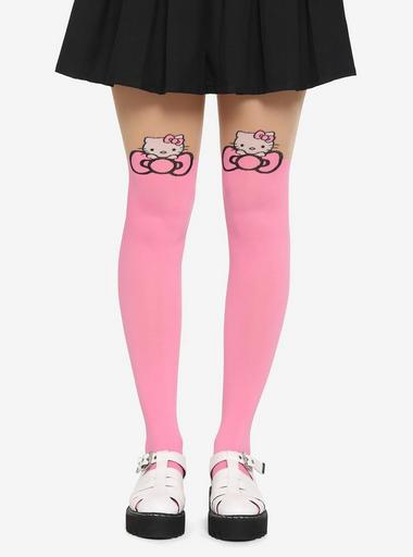 Cat Love Anime Tights Faux Stockings Spandex Animal Tights Kitty