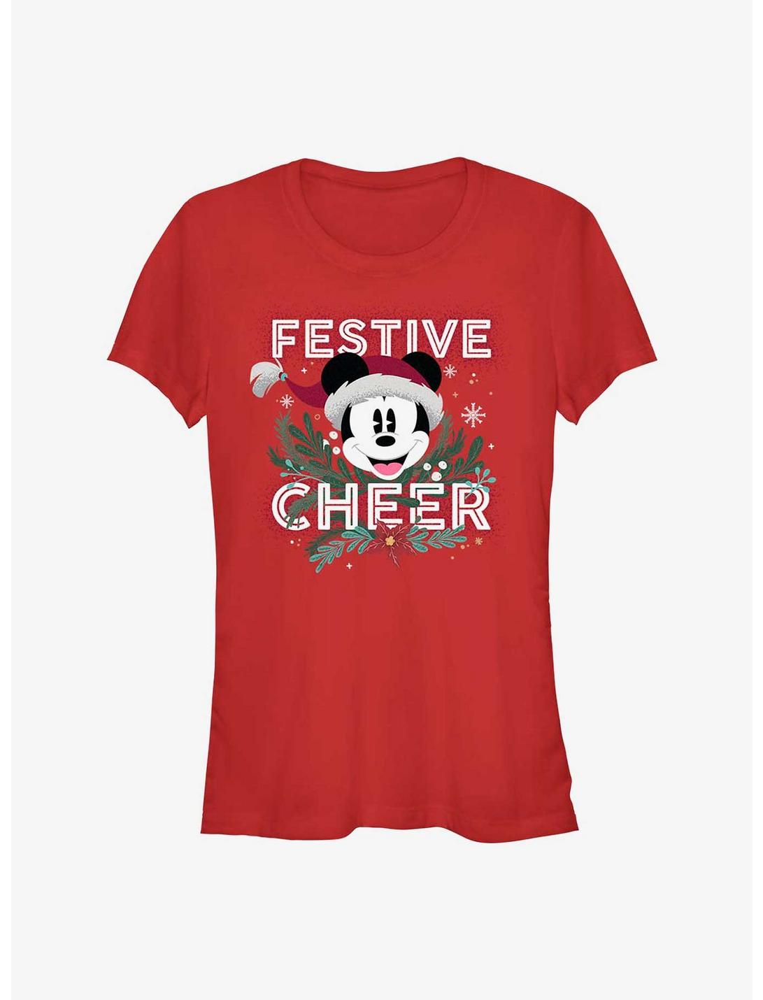 Disney Mickey Mouse Festive Cheer Girls T-Shirt, RED, hi-res