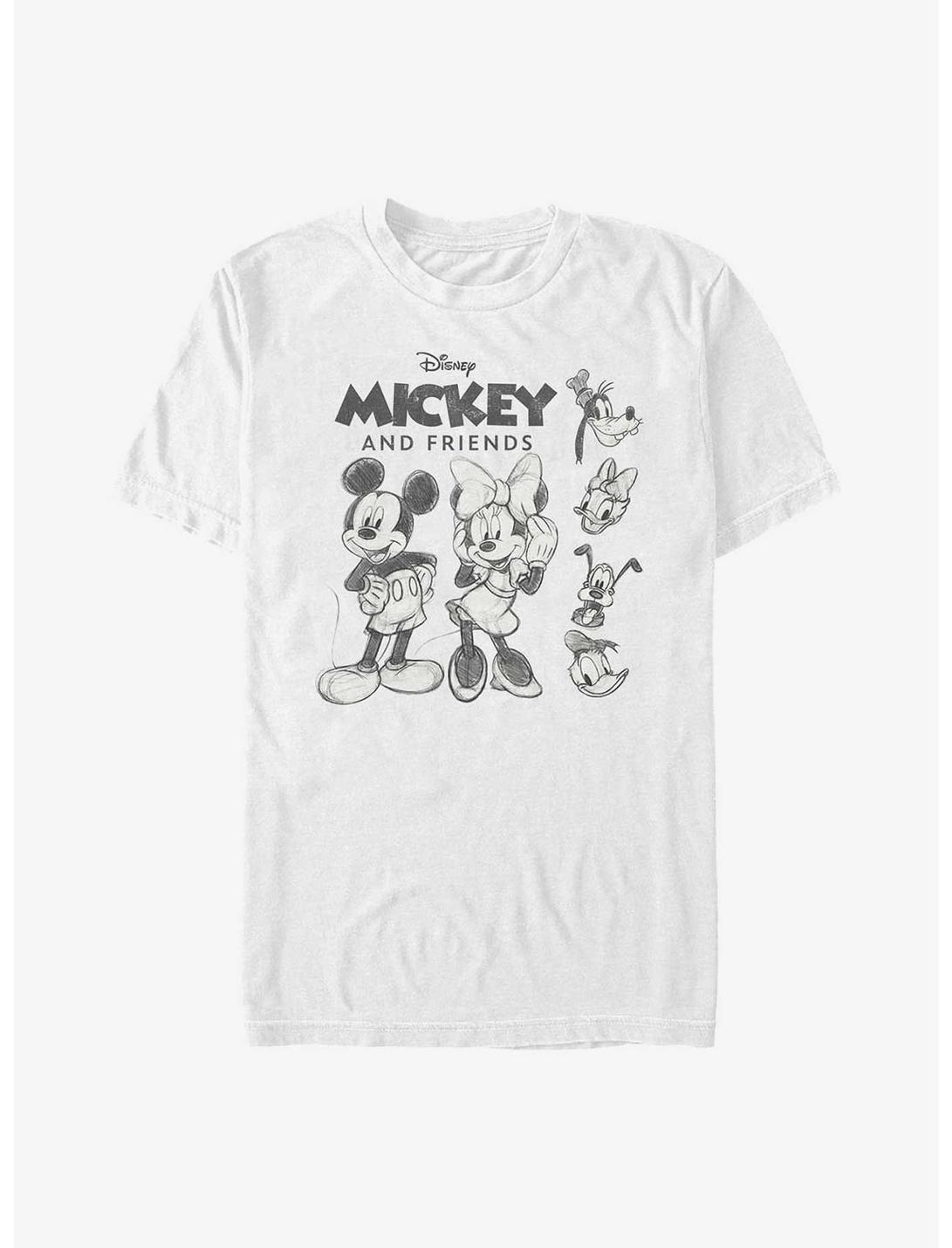 Disney Mickey Mouse Mickey Friends Sketch T-Shirt, WHITE, hi-res