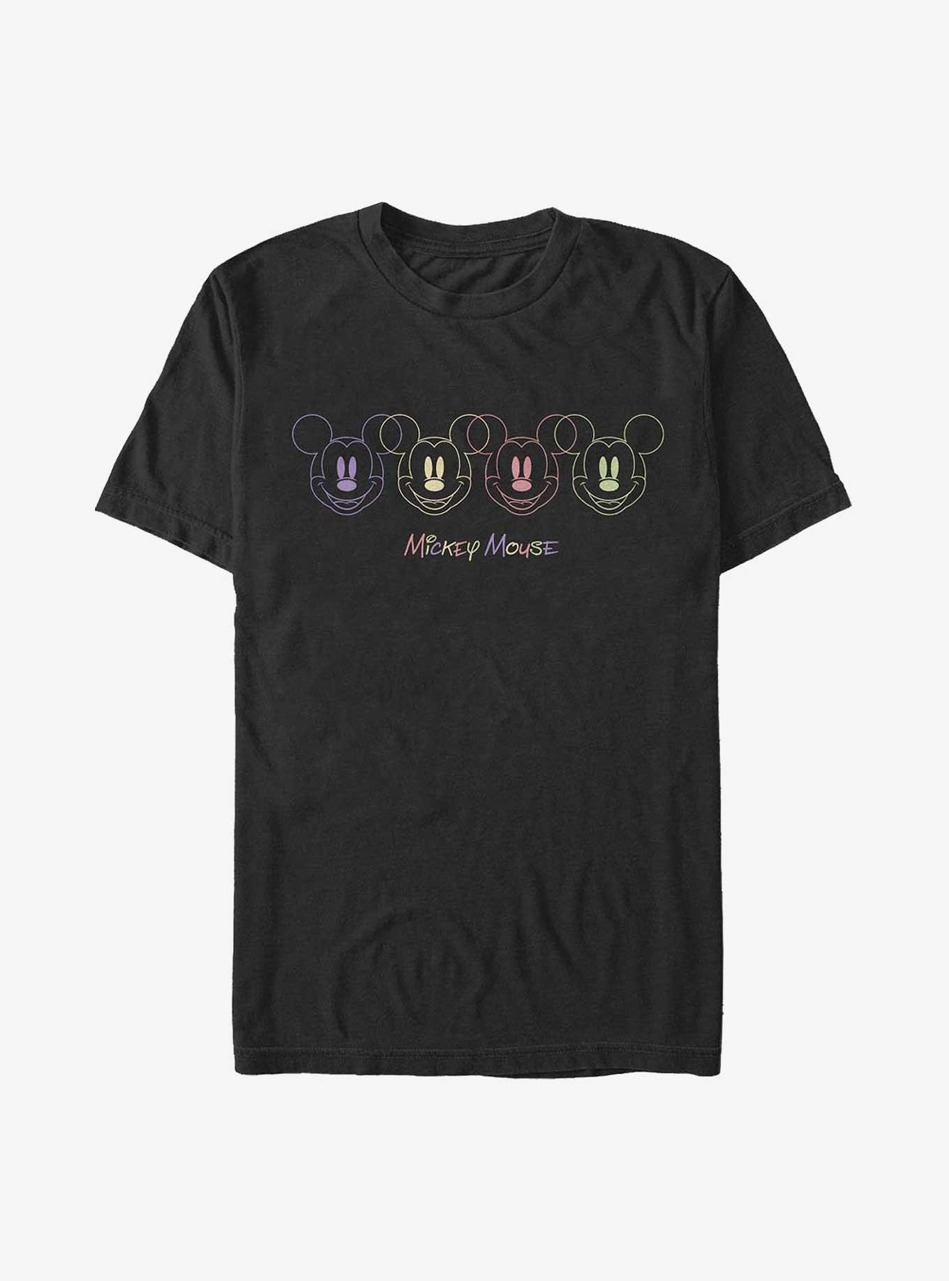 Disney Mickey Mouse Neon Faces T-Shirt, BLACK, hi-res
