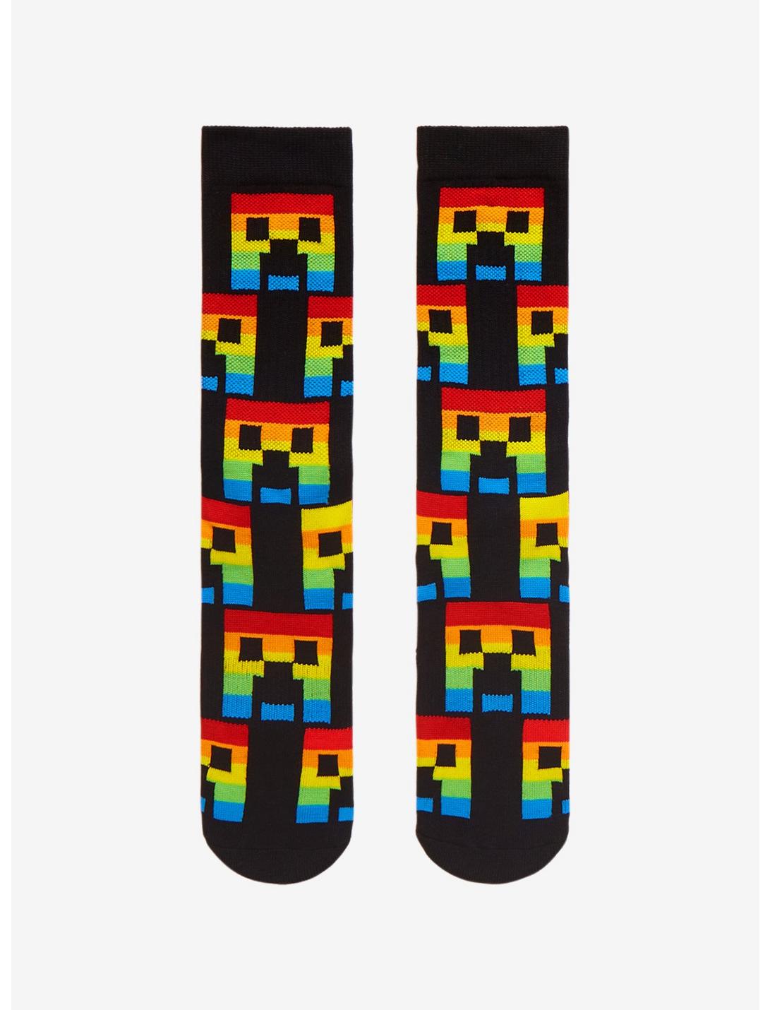 Minecraft Rainbow Creeper Crew Socks, , hi-res