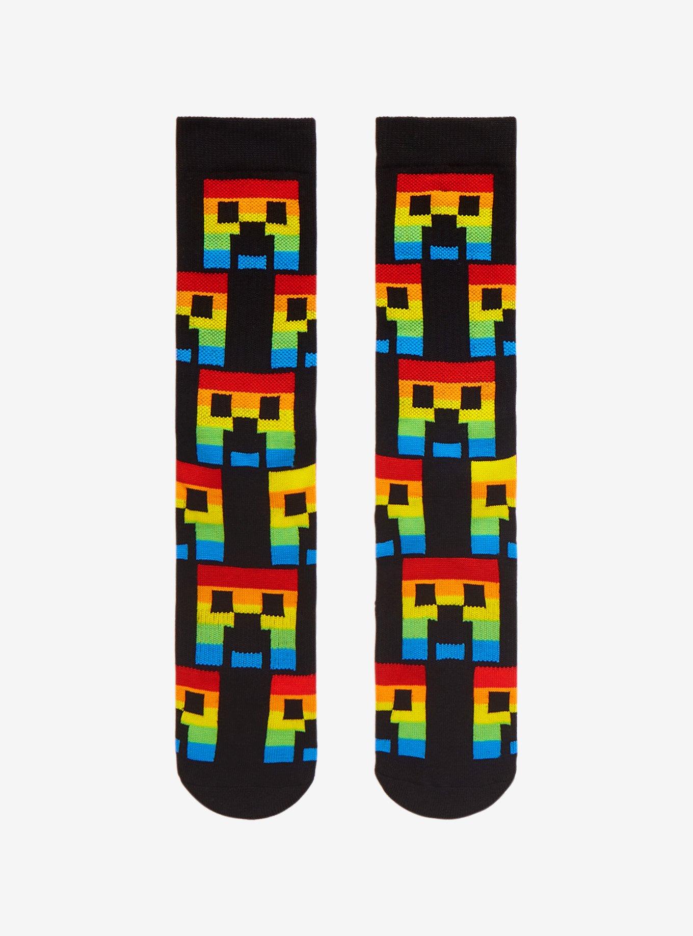 Minecraft Rainbow Creeper Crew Socks, , hi-res