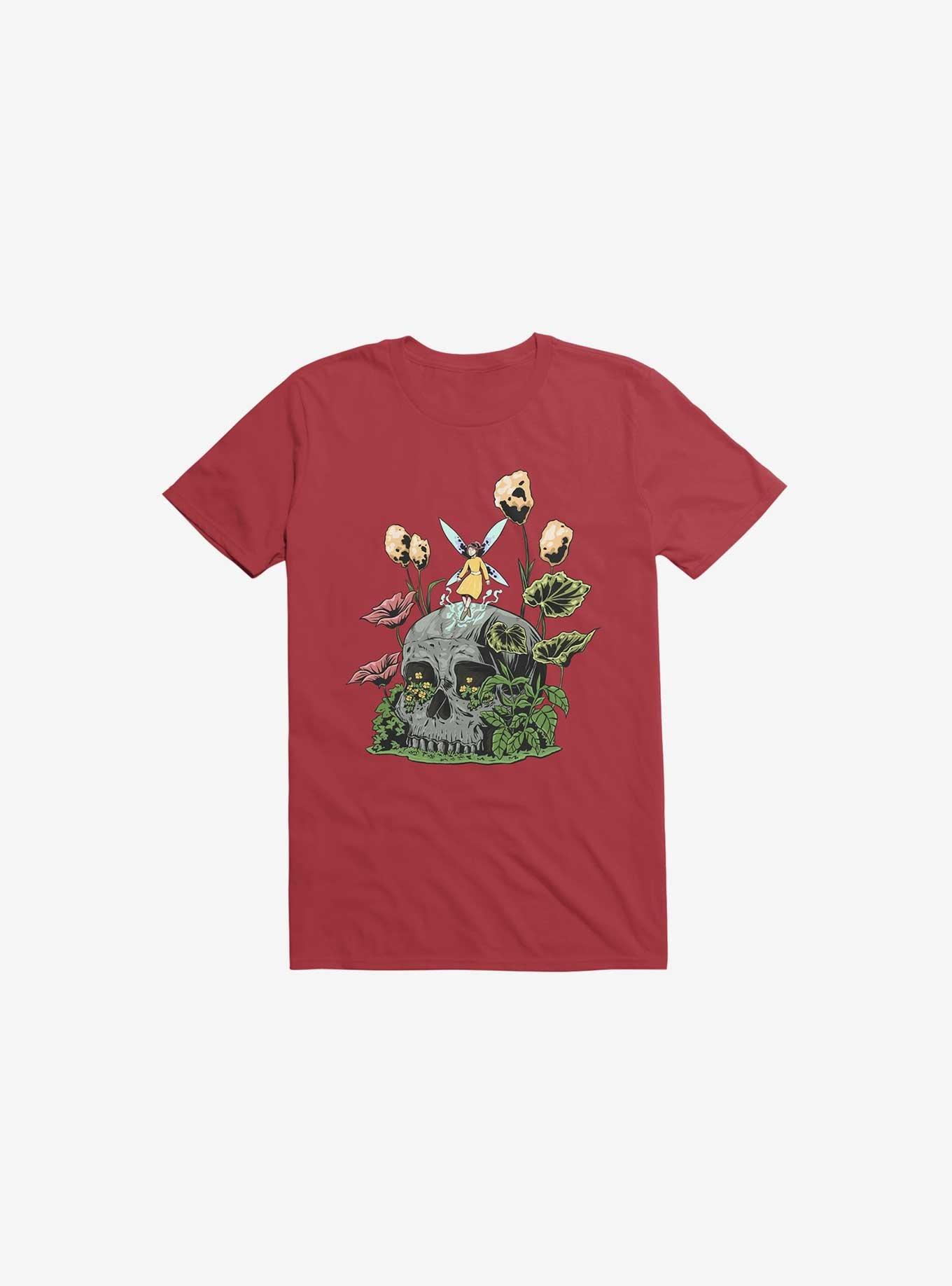 Fairy And Botanical Bone T-Shirt, RED, hi-res
