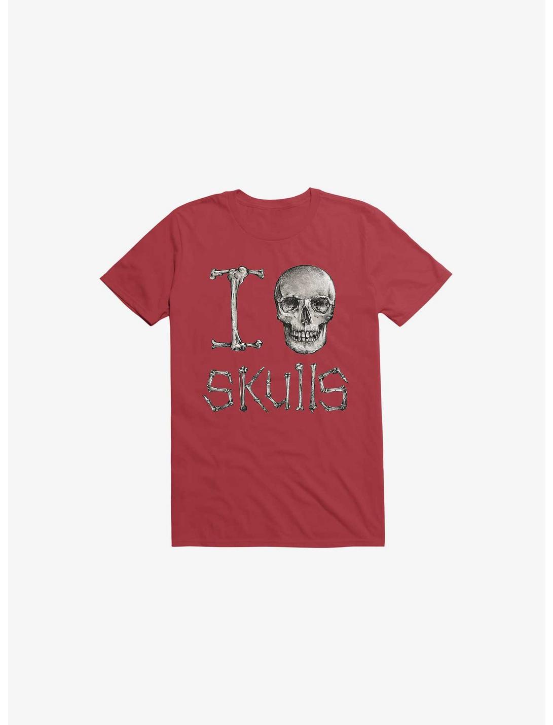 I Love Skulls T-Shirt, RED, hi-res