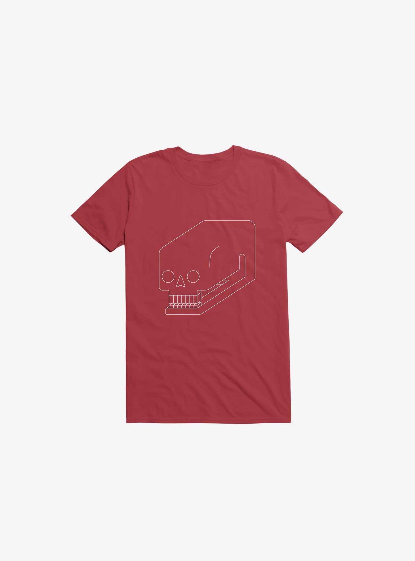 Long Skull T-Shirt, RED, hi-res