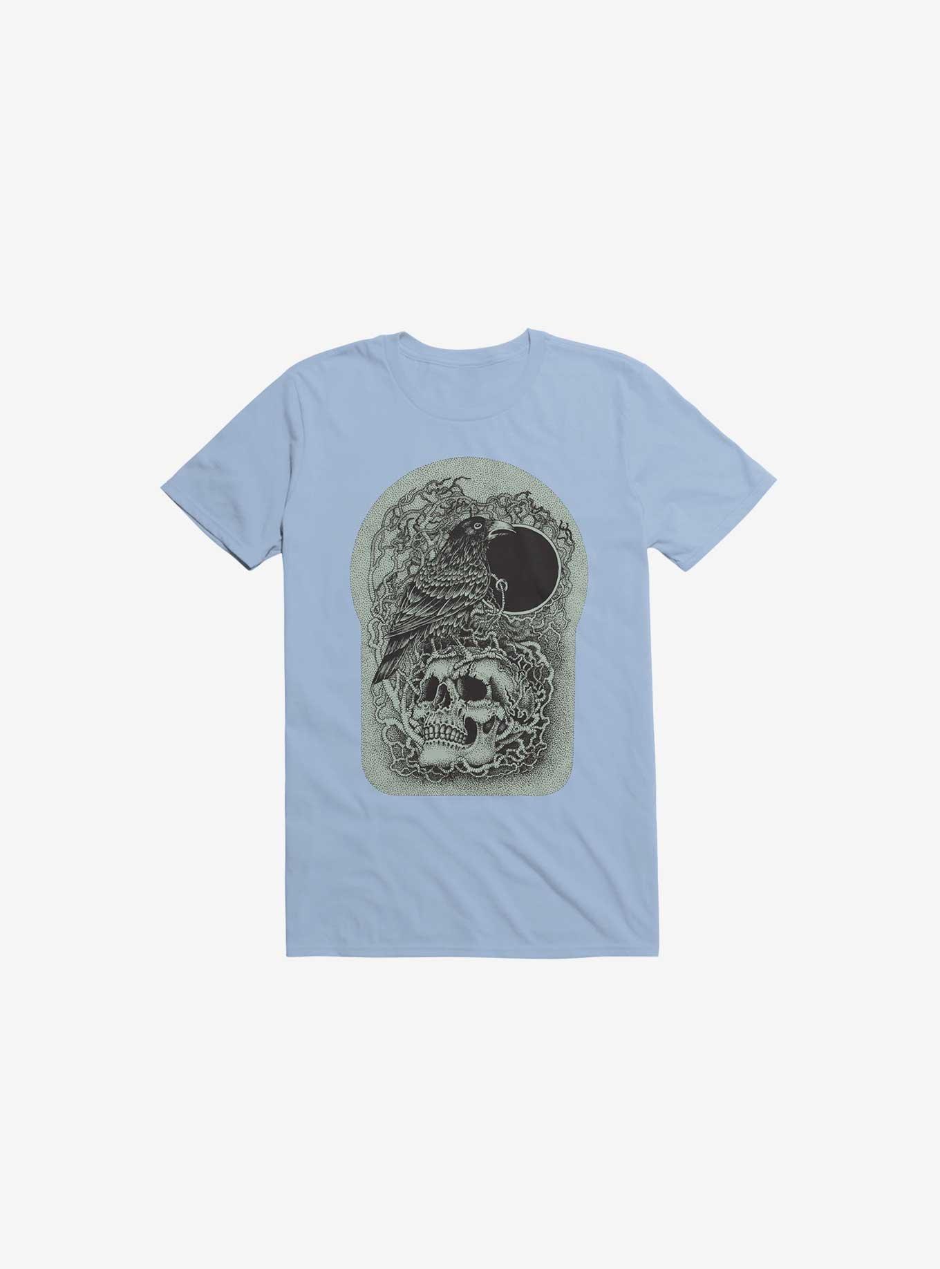 Skull And Raven T-Shirt, LIGHT BLUE, hi-res