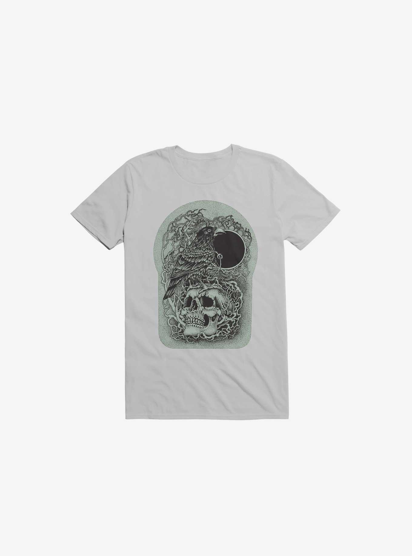 Skull And Raven T-Shirt, SILVER, hi-res