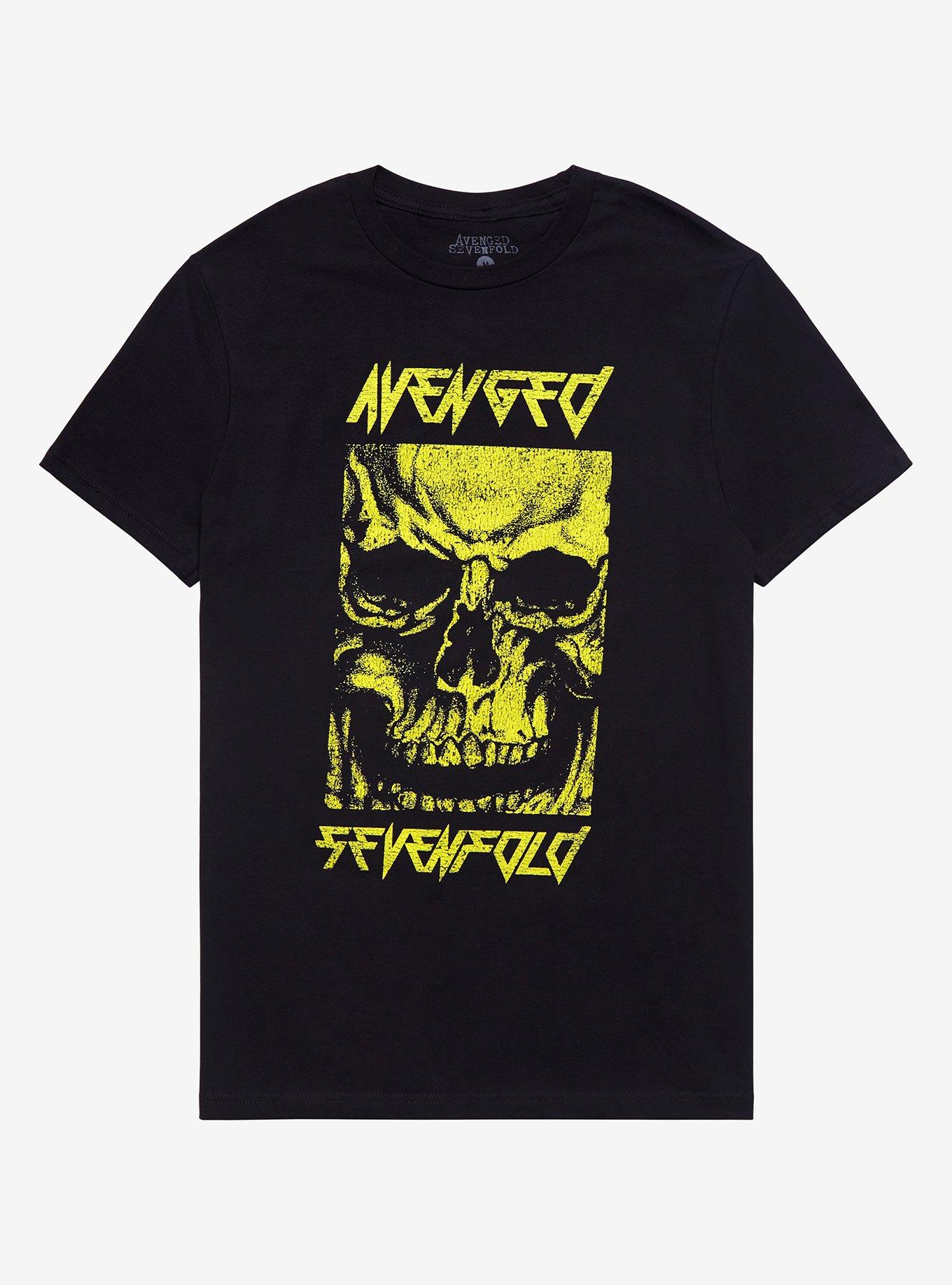 Avenged Sevenfold Yellow Skull T-Shirt, BLACK, hi-res
