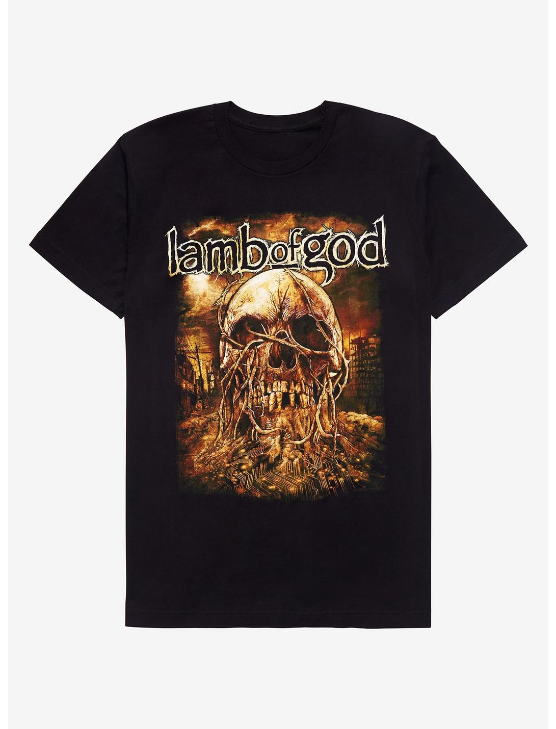 Lamb Of God Skull With Vines T-Shirt, BLACK, hi-res