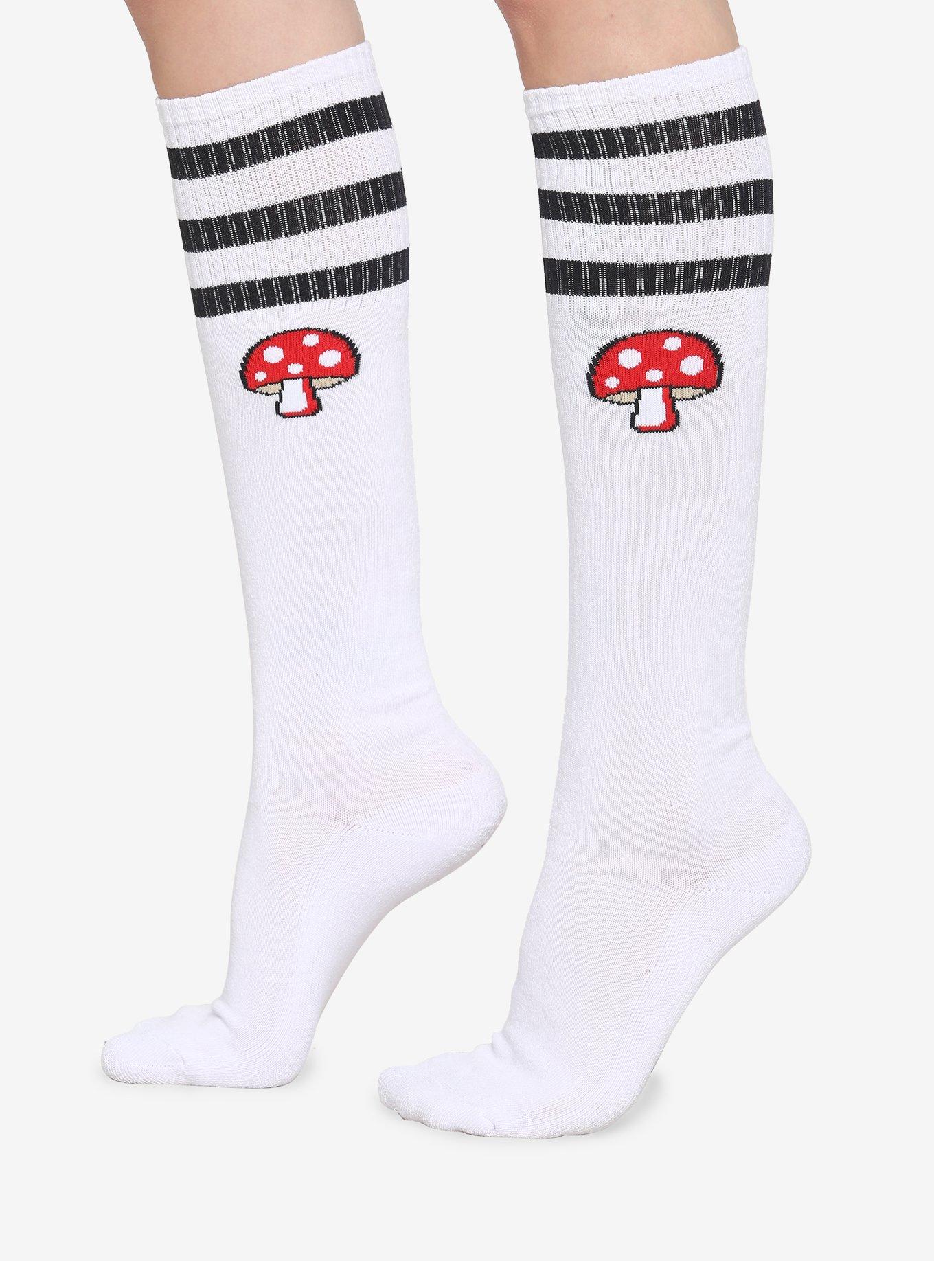 Varsity Stripe Mushroom Knee-High Socks, , hi-res