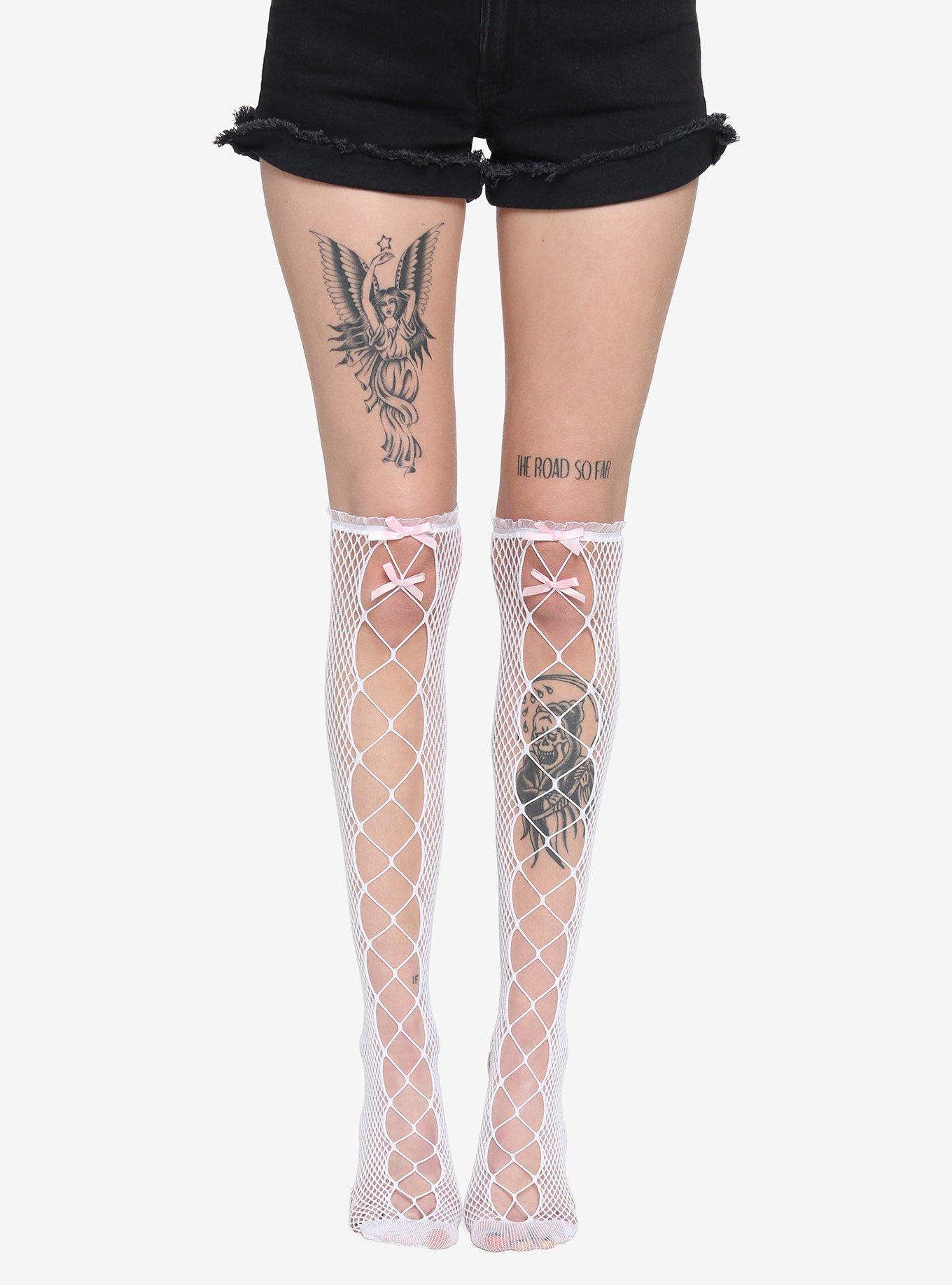 Pink Bow White KneeHigh Socks Hot Topic